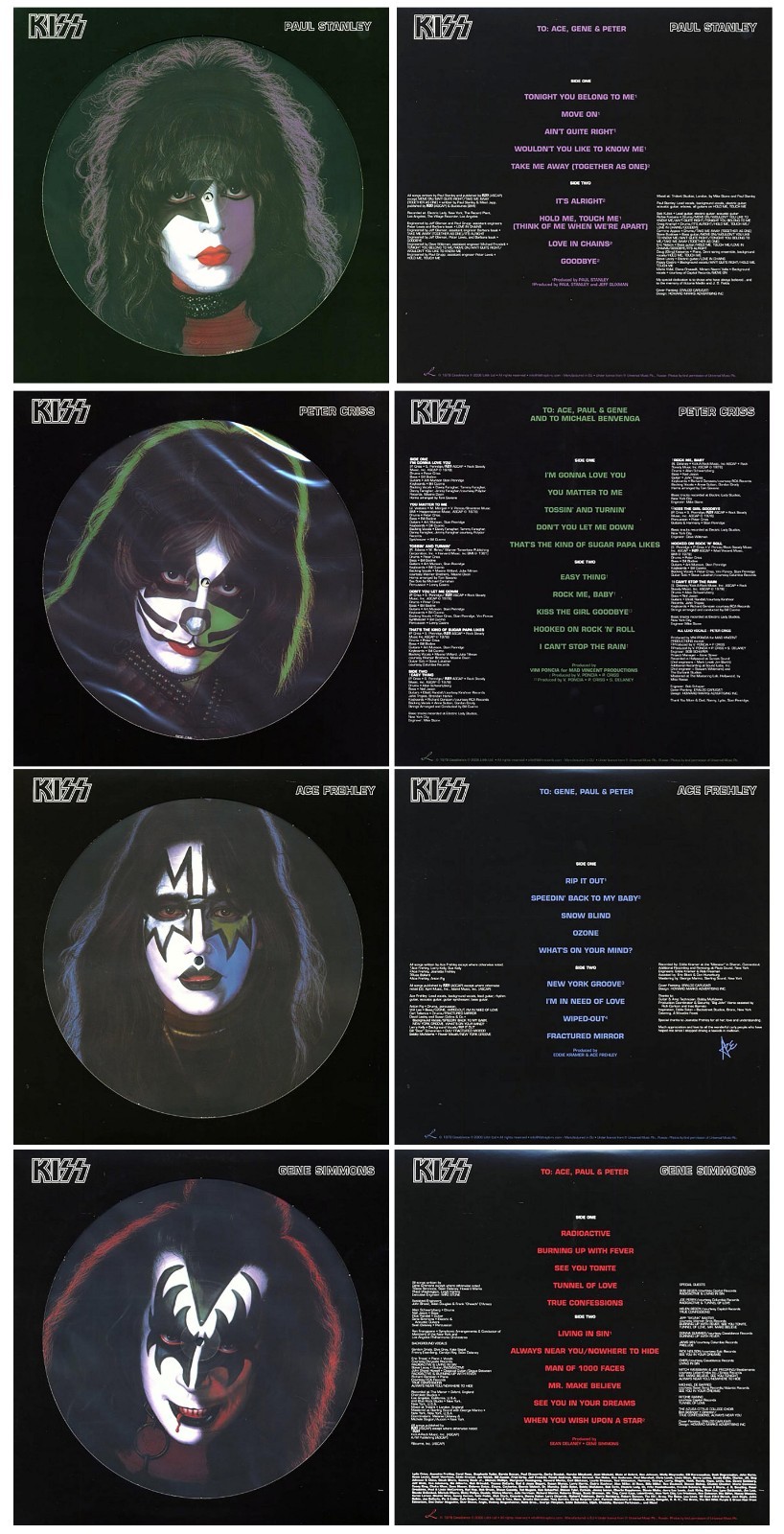 KISS - LOT (4) Solo Picture Disc Set - 1978 - SEALED KISS - LOT (4) Solo Picture Disc Set - 1978 - SEALED