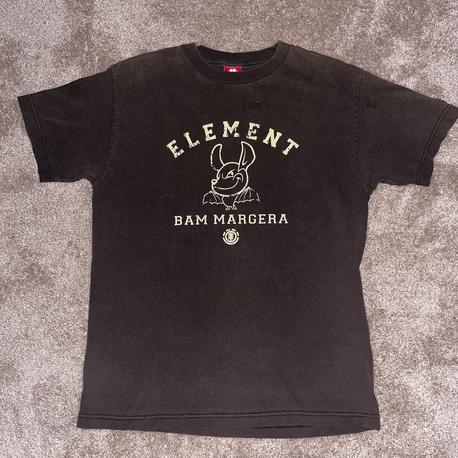Vintage Rare Y2K Brown Elements Skatevoard Bam Magera collab T Shirt Vintage Rare Y2K Brown Elements Skatevoard Bam Magera collab T Shirt