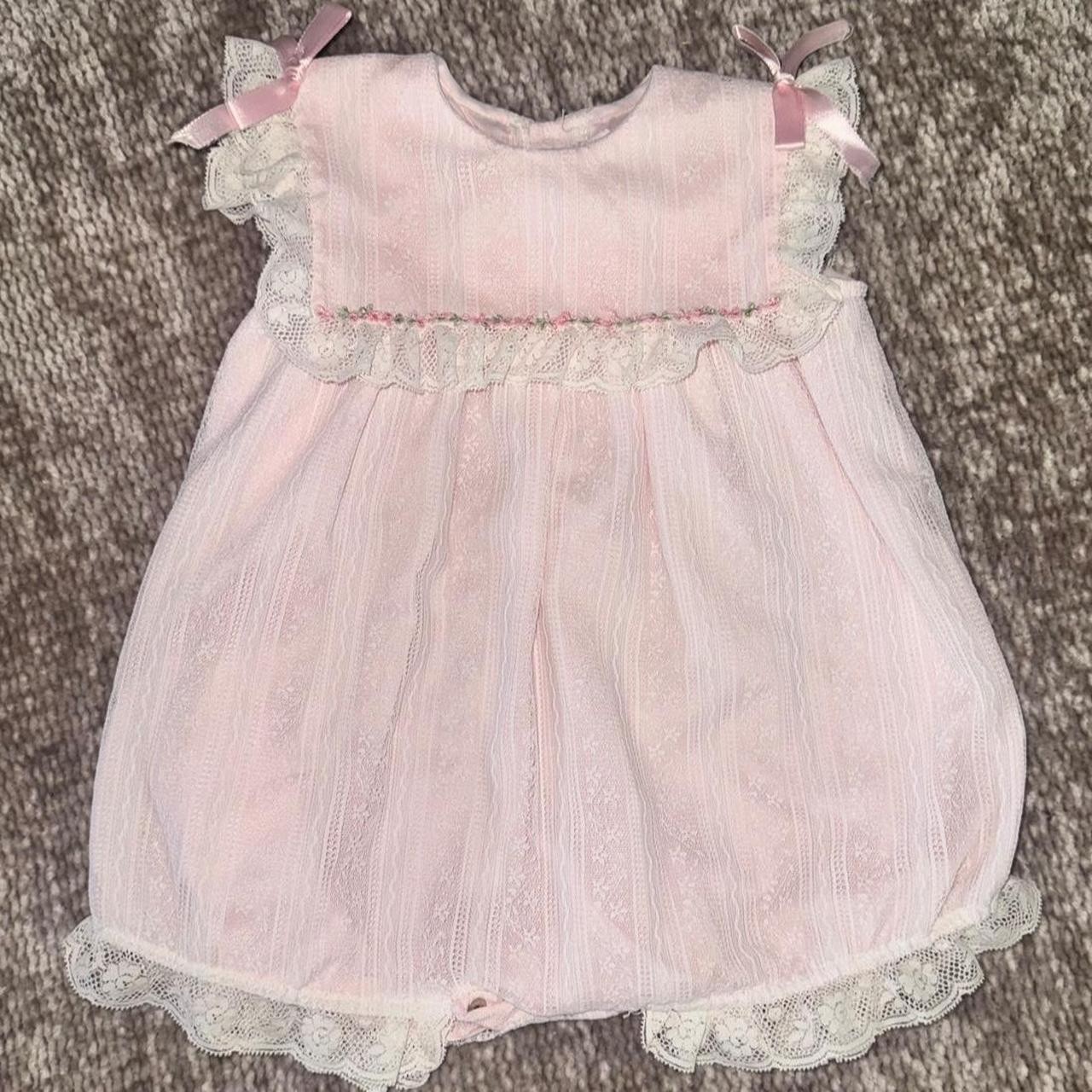 80’s Vintage C.I. Castro Pink Lace Baby Bubble Romper 18 Months