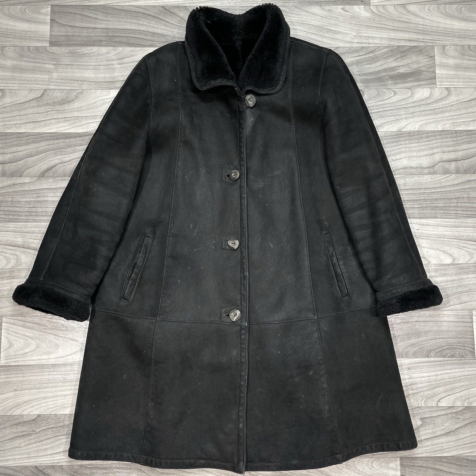 Vintage Pellacci Shearing Leather Coat Unisex Womens M Brown 80s USA Made