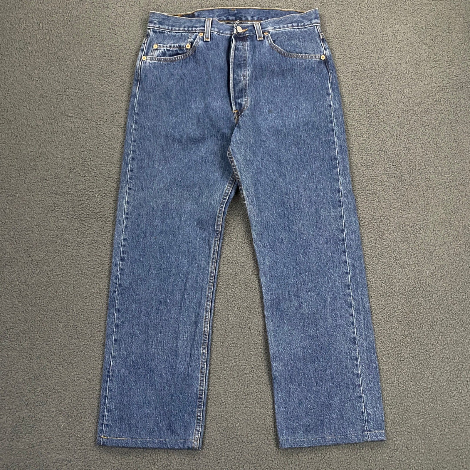 Vintage 90s Levis 501 Jeans FITS 30x28 Dark Blue Denim Button Fly Made in USA