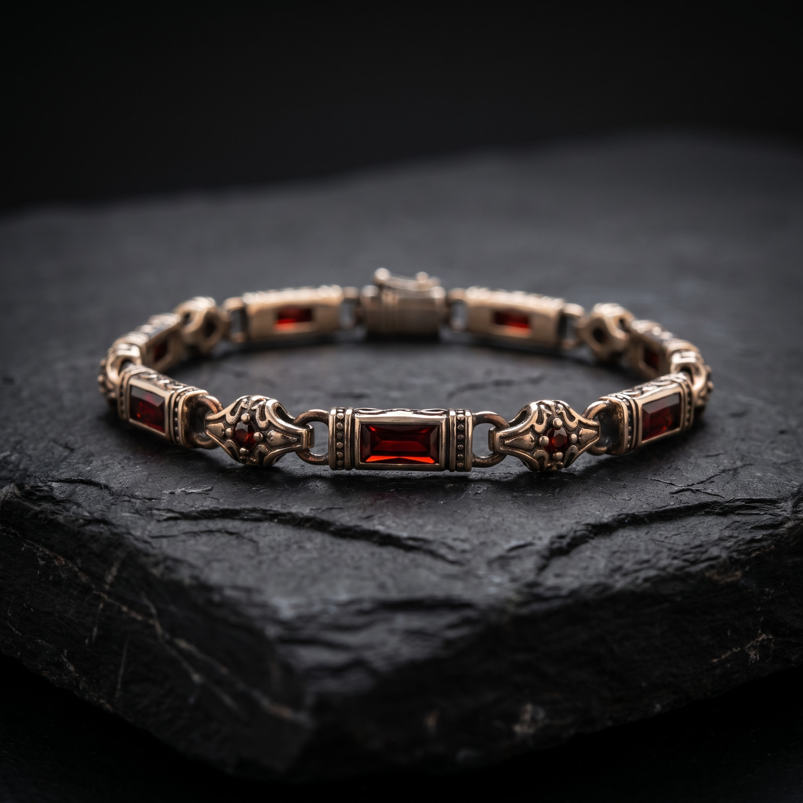 925 Sterling Silver Ruby Stone Men's Bracelet, Handmade Mens Bracelet 925 Sterling Silver Ruby Stone Men's Bracelet, Handmade Mens Bracelet