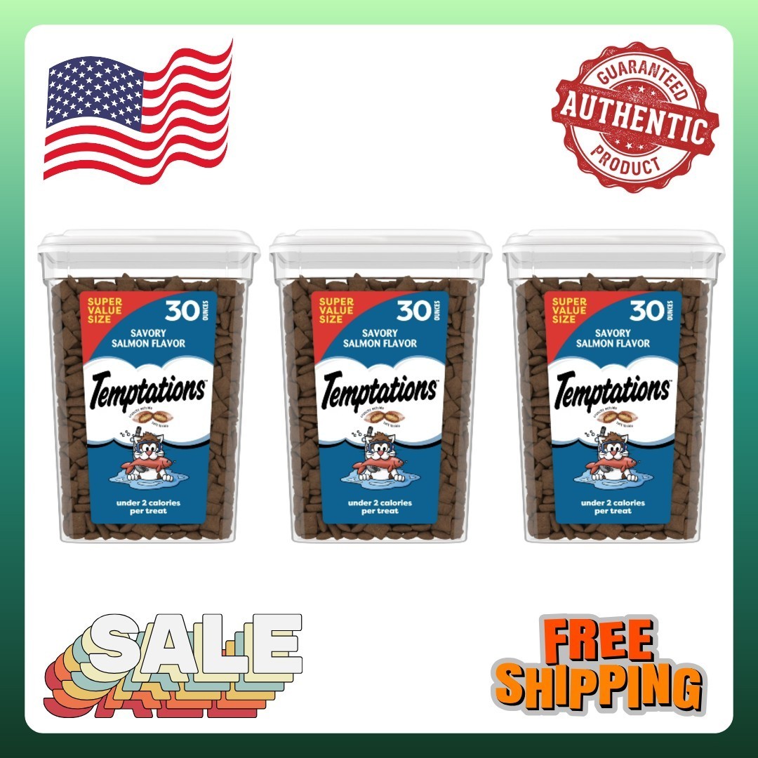Temptations Classic Savory Salmon Flavor Crunchy And Soft Treats For Cats, 30OZ Temptations Classic Savory Salmon Flavor Crunchy And Soft Treats For Cats, 30OZ