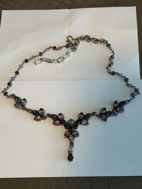 925 Sterling Silver Amethyst Necklace – 19” India Made – Artisan dP Signed 925 Sterling Silver Amethyst Necklace – 19” India Made – Artisan dP Signed