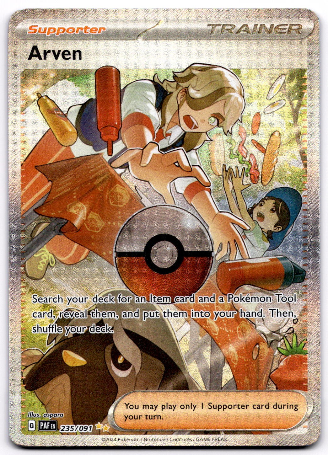 Arven 235/091 SV Paldean Fates Special Illustration Rare Pokemon Card - NM