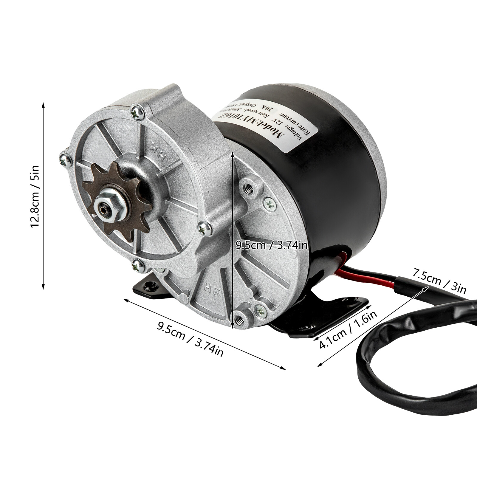 MY1016Z 12V 250W Gear Reduction Motor for E-Bike Scooter ATV 9:1 2750RPM