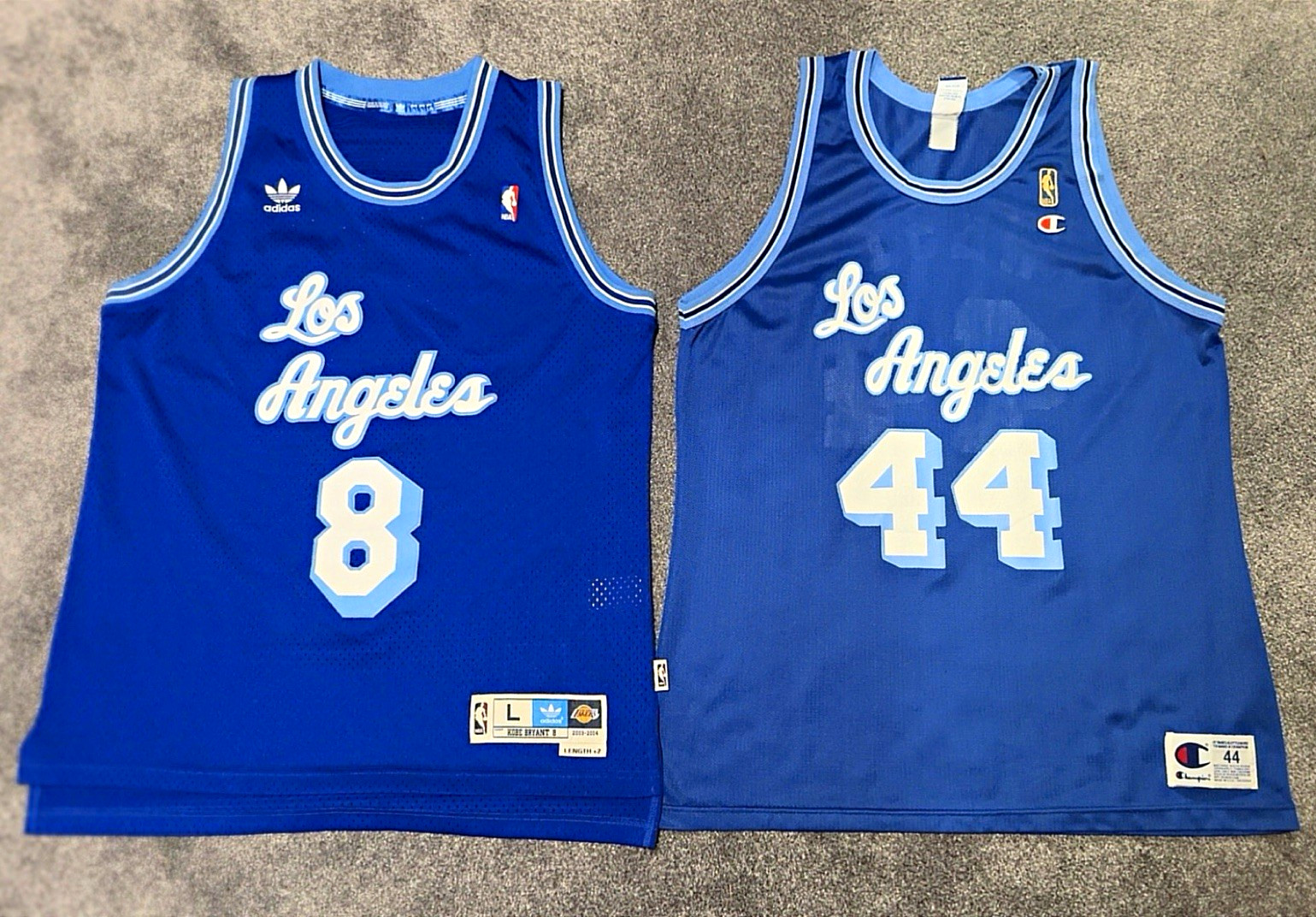 adidas & Champion Los Angeles Lakers NBA Basketball Blue Jerseys Lot Size L/44 adidas & Champion Los Angeles Lakers NBA Basketball Blue Jerseys Lot Size L/44