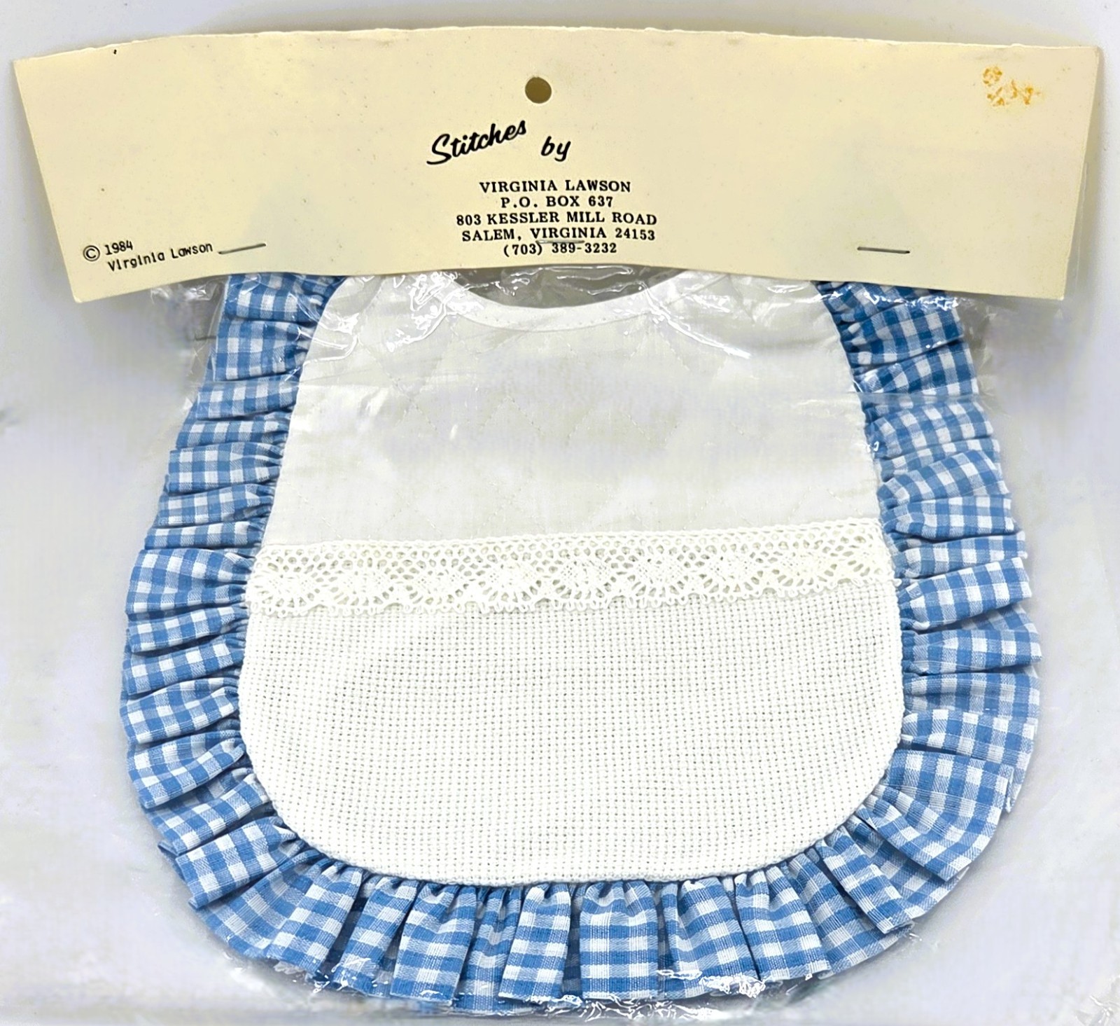 Baby Bib Counted Cross Stitch 14 Count Vintage Stitches by Virginia Lawson Baby Bib Counted Cross Stitch 14 Count Vintage Stitches by Virginia Lawson