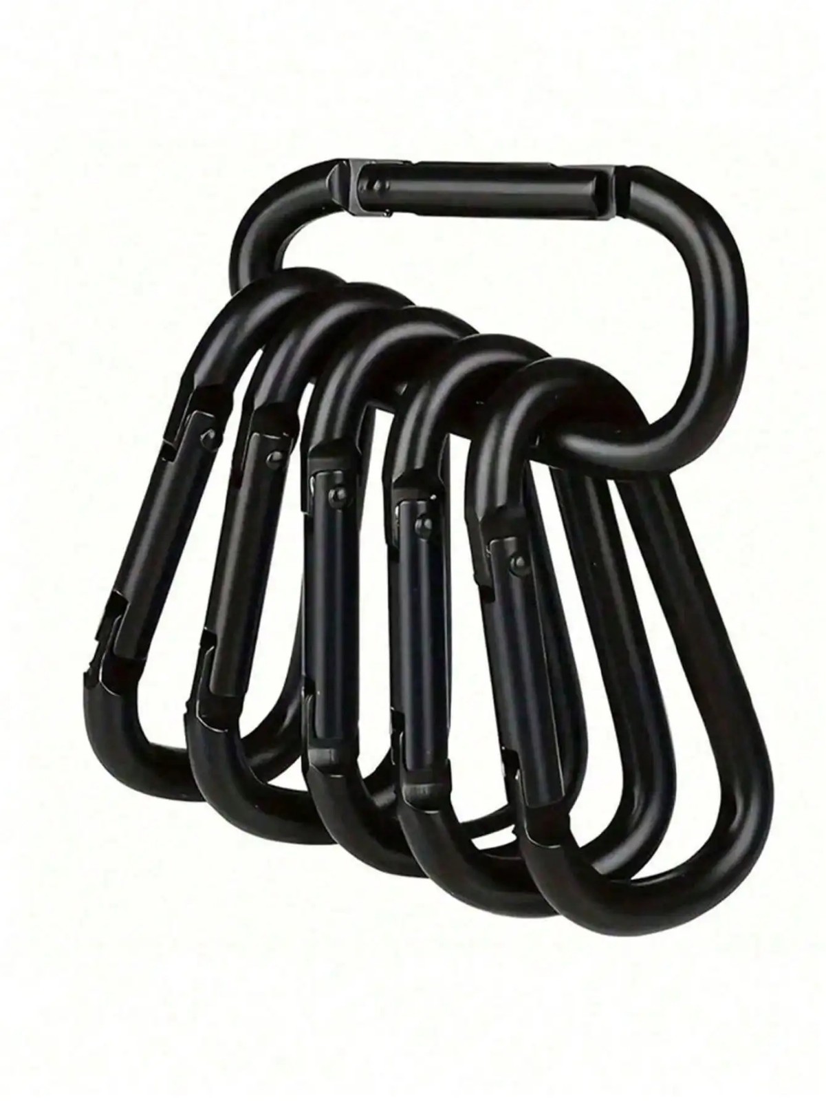6PCS Black D-Shape Carabiner Hiking Buckle Heavy Duty Outdoor Snap Hook Clip