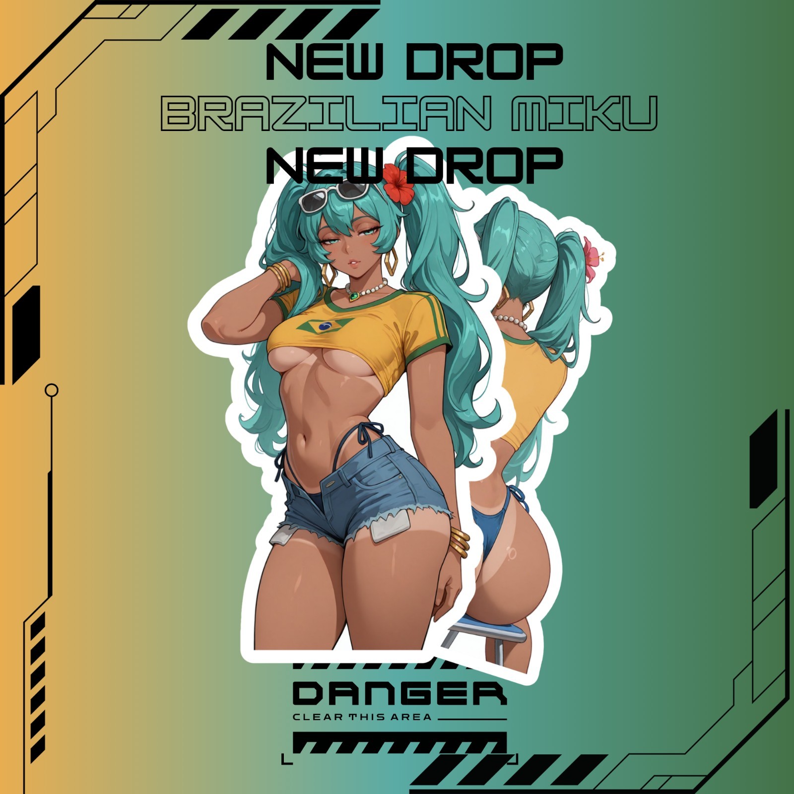 Brazilian Miku |Anime Girl Waifu Sticker Decal Glossy