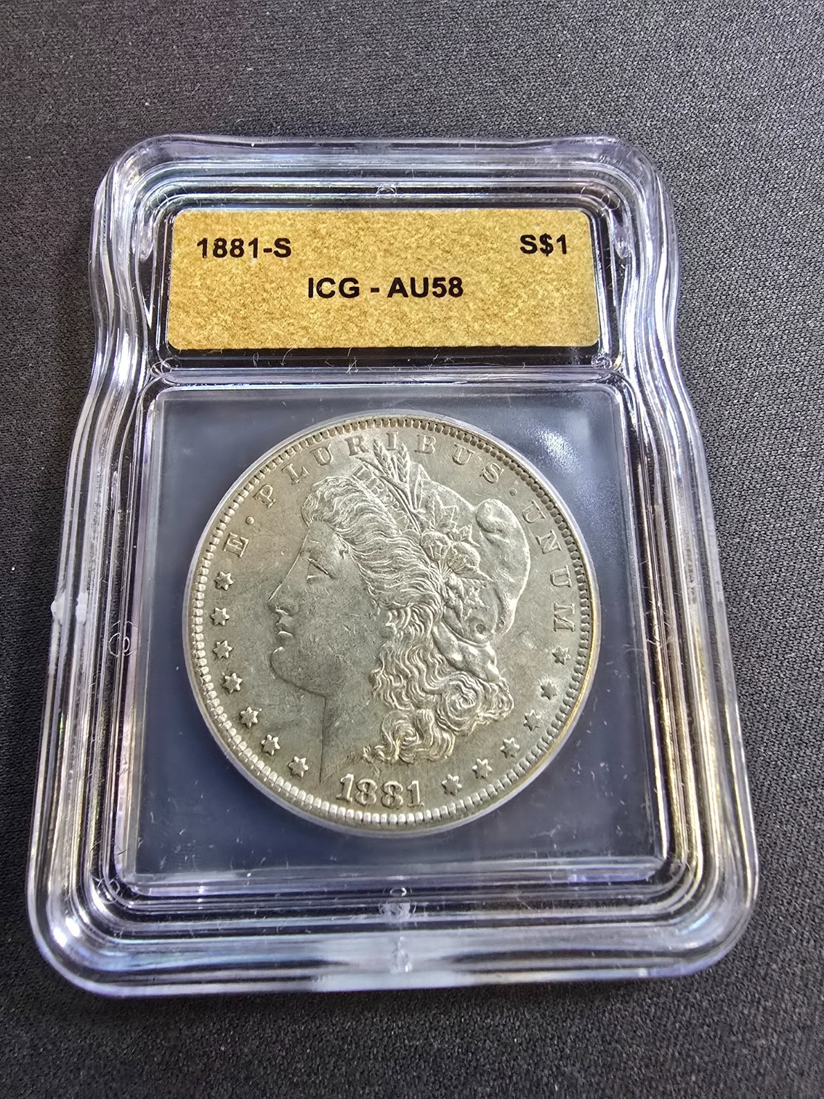 1881-S Morgan Silver Dollar $1 - ICG AU58