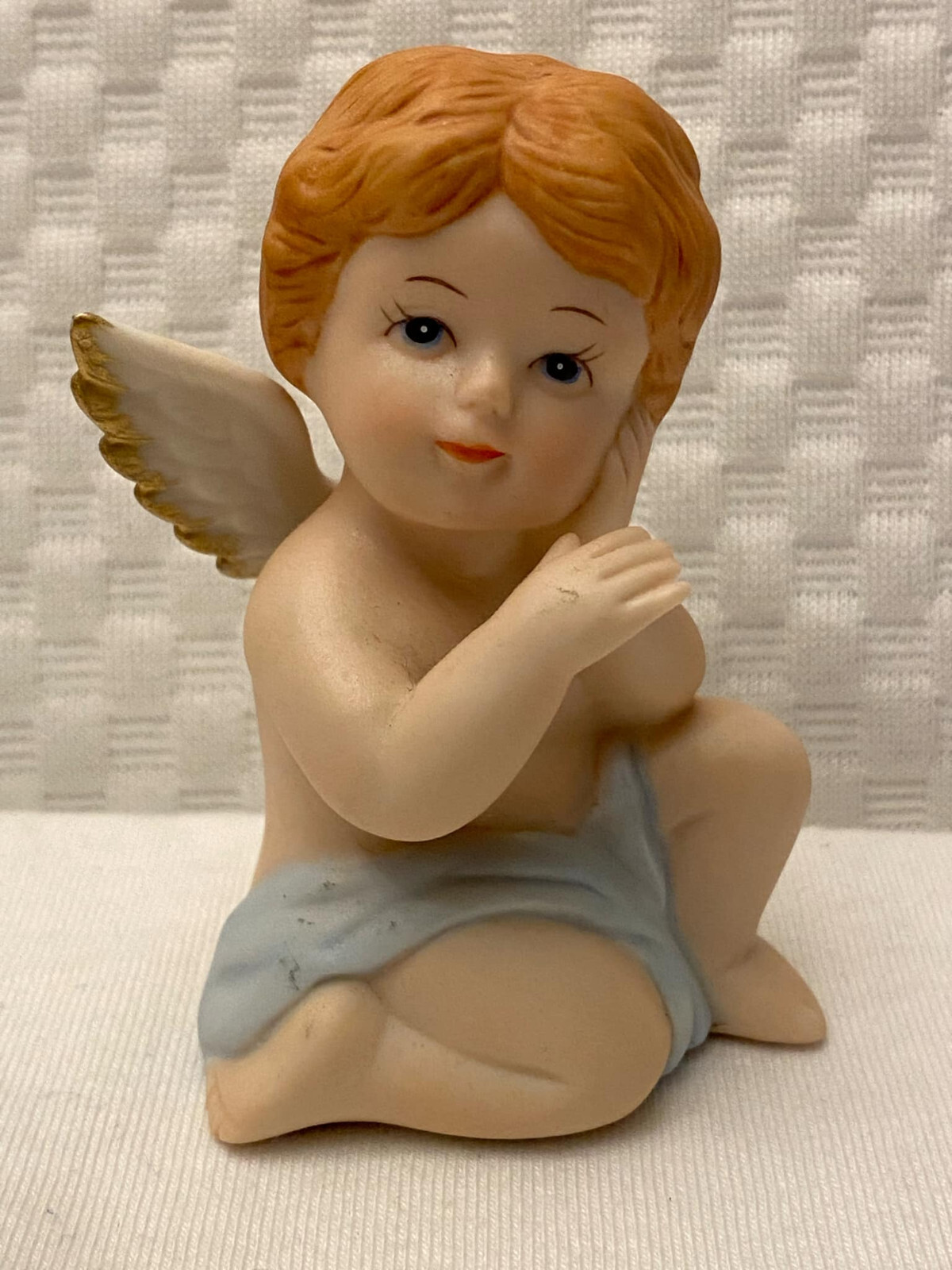 Vintage Homco Heavenly Cherub Angel Figurine #1430 Home Interiors Angel W/ Blue Vintage Homco Heavenly Cherub Angel Figurine #1430 Home Interiors Angel W/ Blue