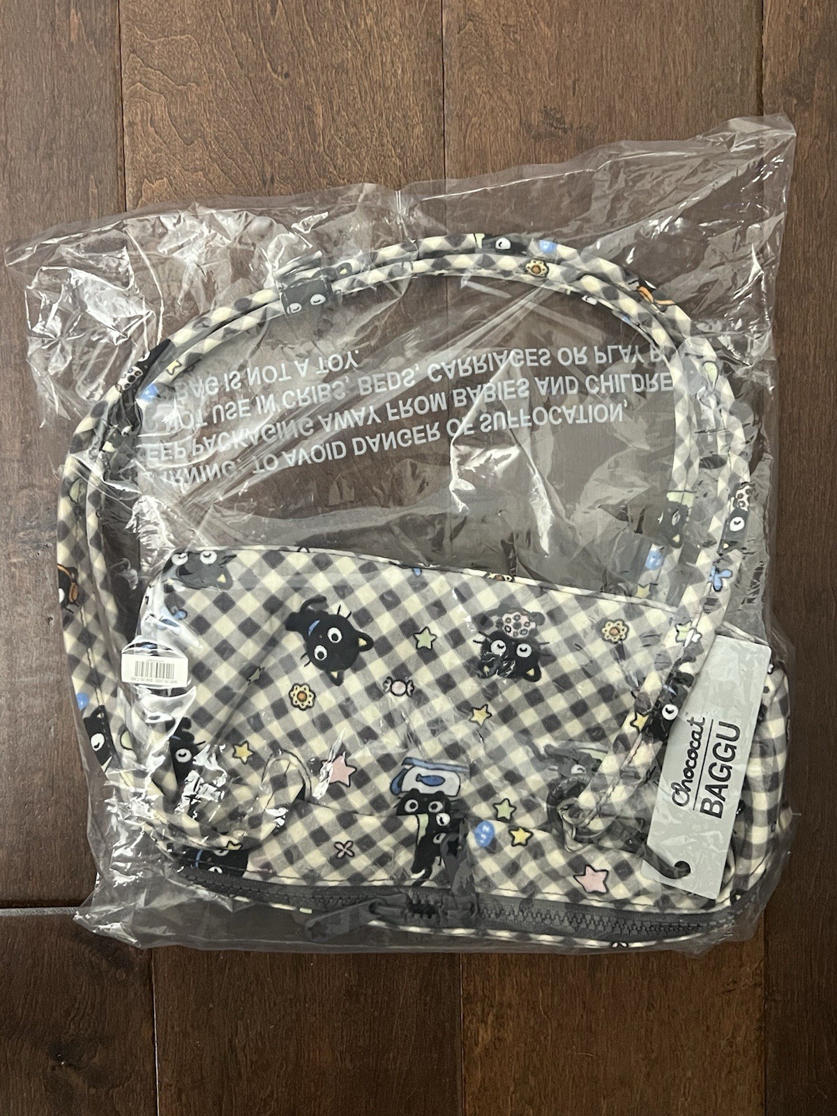 BAGGU Chococat Gingham Urban Outfitters Exclusive Small Nylon Bowler Bag IN HAND BAGGU Chococat Gingham Urban Outfitters Exclusive Small Nylon Bowler Bag IN HAND