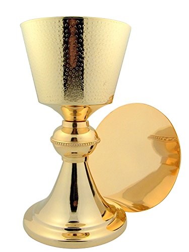 Church Gold Plated Brass Chalice & Paten, 14 Ounce, Hammered Finish Church Gold Plated Brass Chalice & Paten, 14 Ounce, Hammered Finish