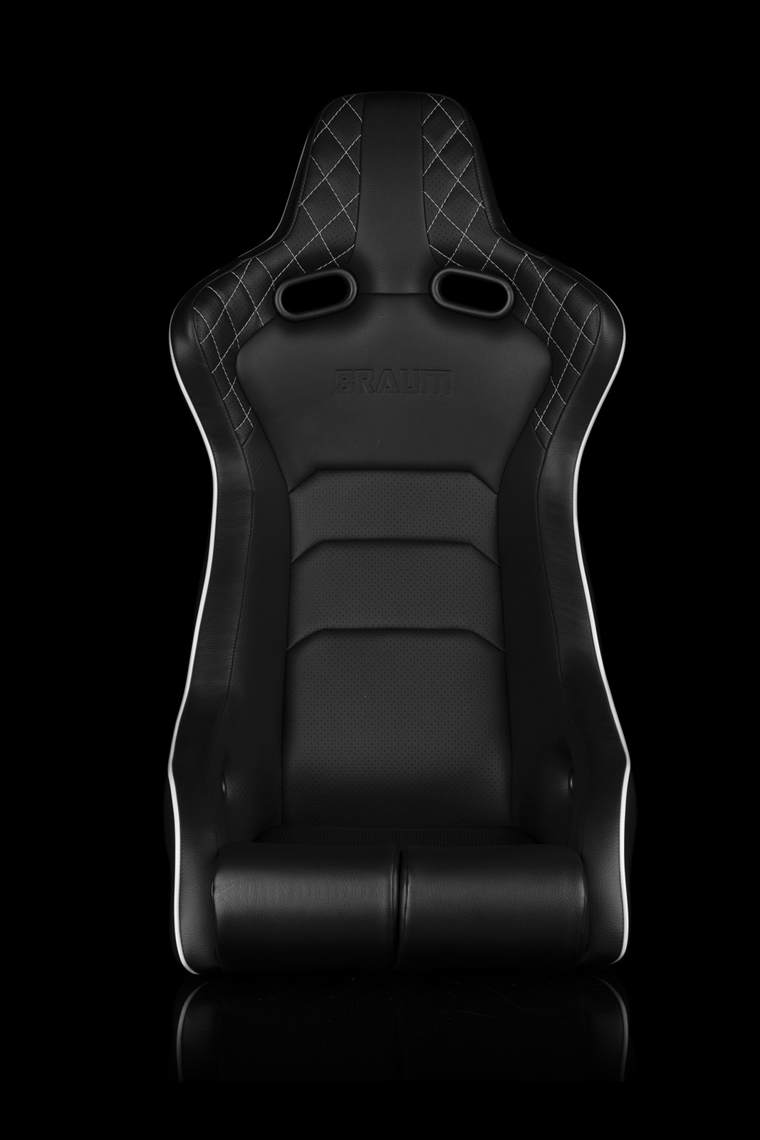 BRAUM Venom-X Series Fixed Back Bucket Seat - Black Diamond / White Stitching -