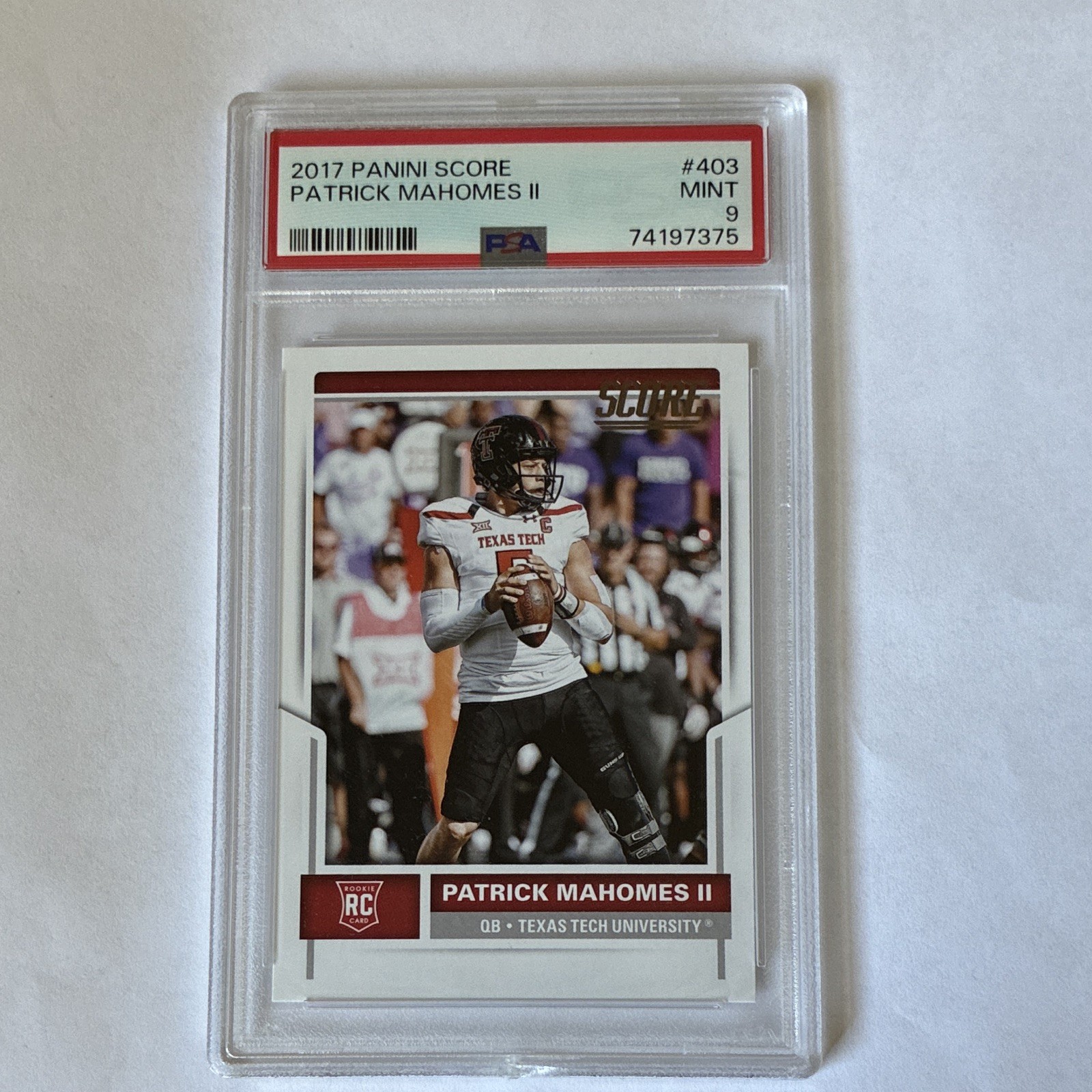 Panini 2017 Score PSA 9 Patrick Mahomes ll RC🔥Hunt🔥 Great Opportunity