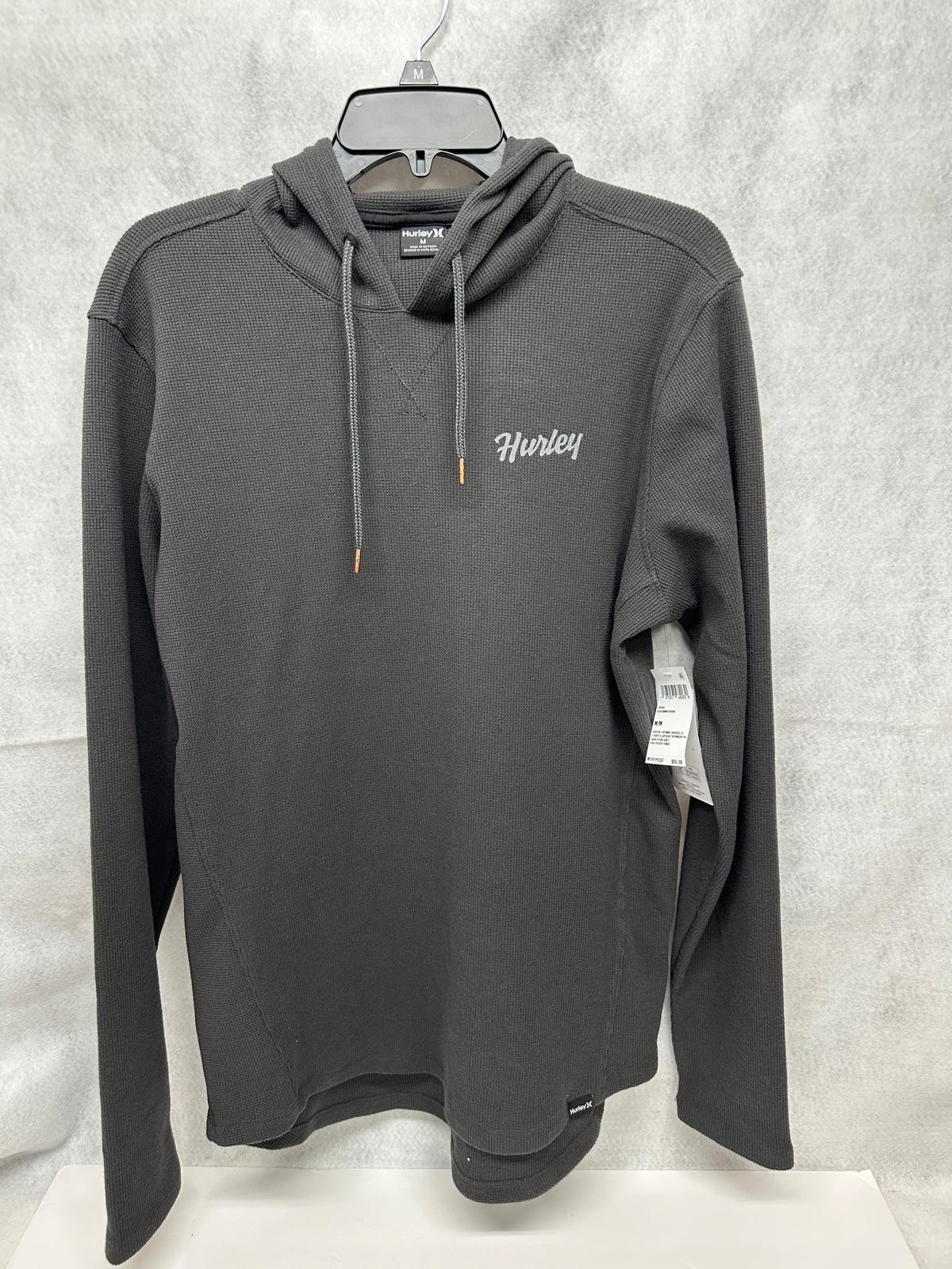 Hurley Fairfax Thermal Hoodie Men Medium Dark Gray Long Sleeve Pullover Gorpcore