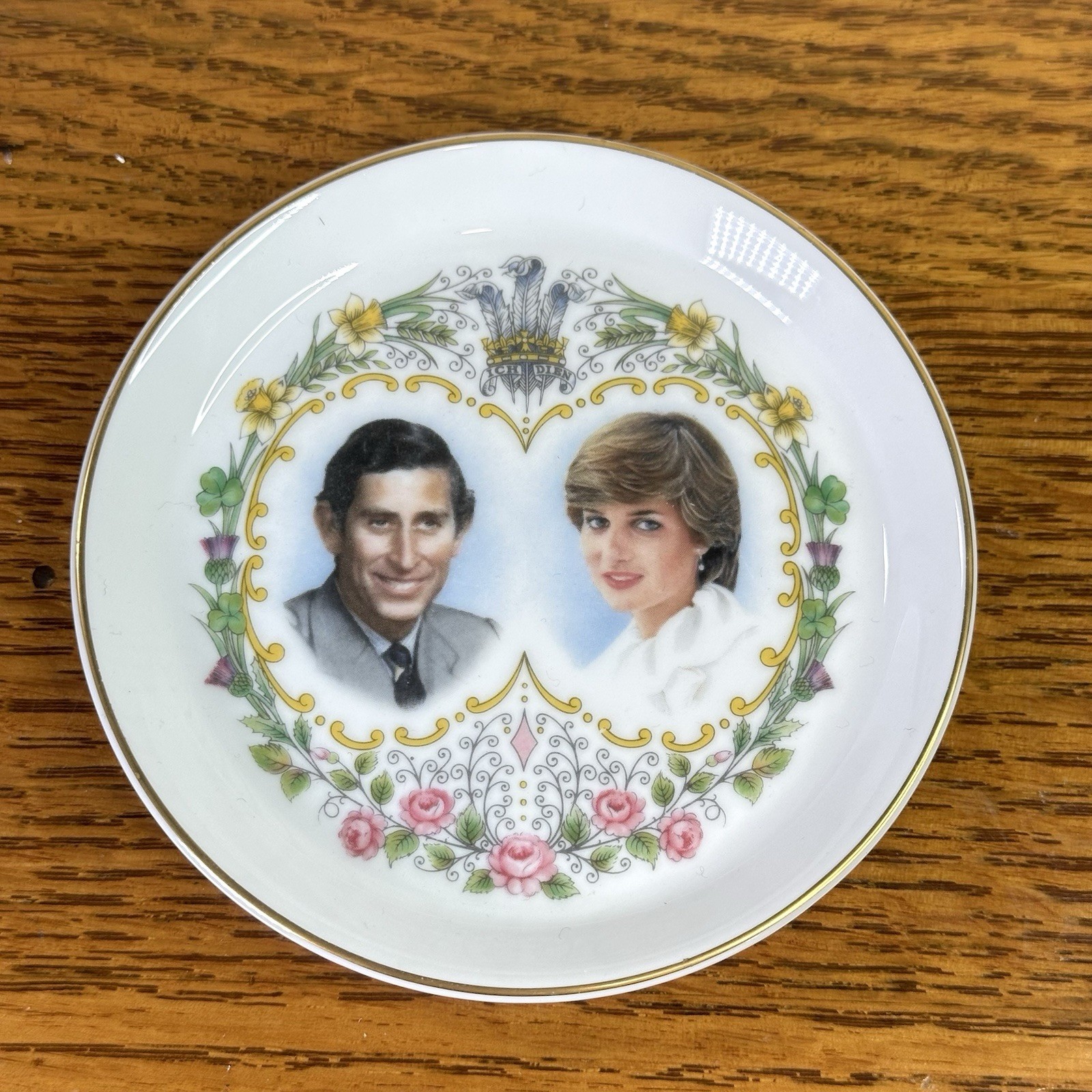 Vintage 1981 Charles Diana Royal Wedding Crown Staffordshire Bone China Plate 4”