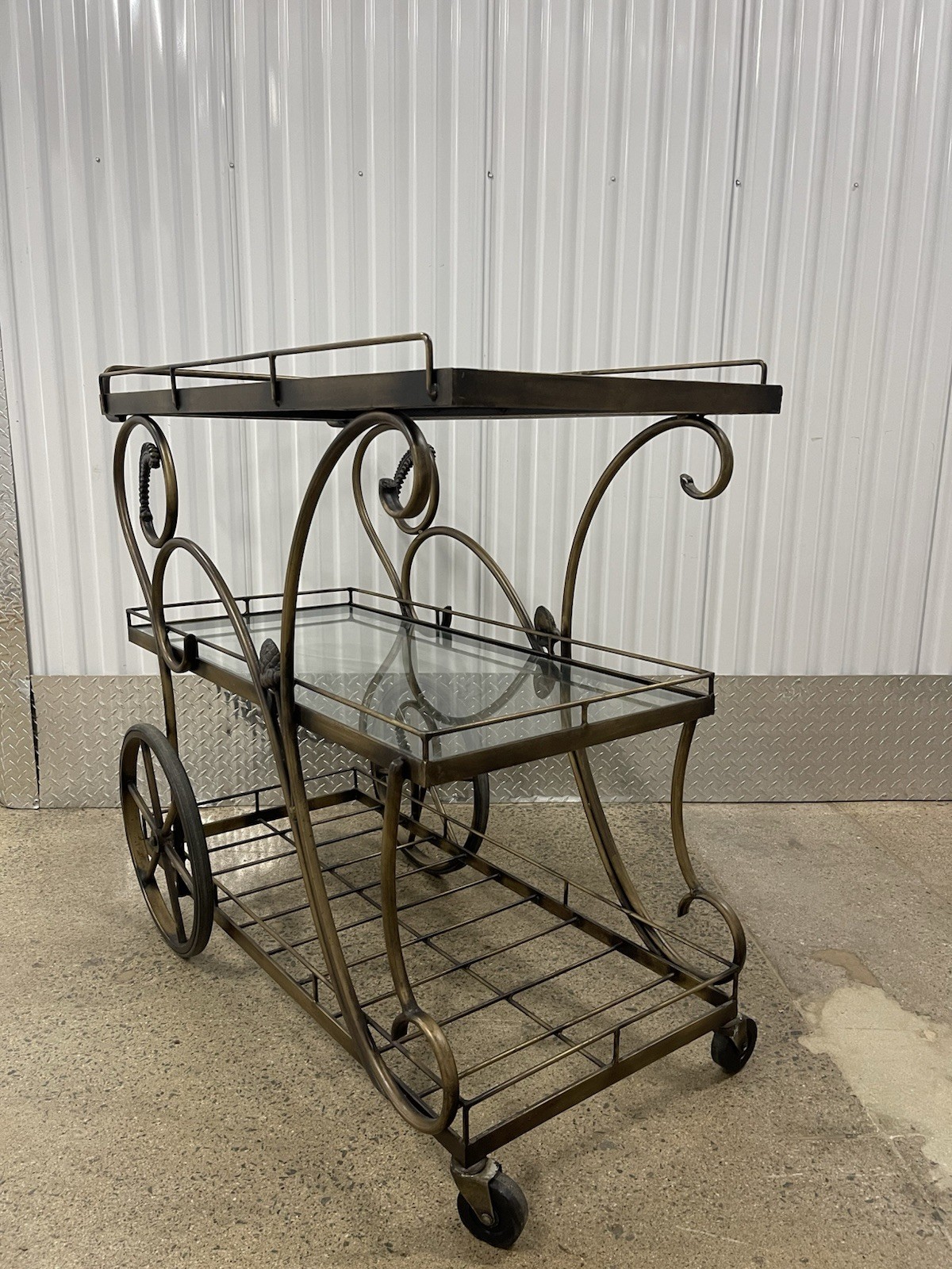 Vintage Fitz Bar Cart Metal Glass 3 Tier Rolling Serving Cart Hollywood Regency Vintage Fitz Bar Cart Metal Glass 3 Tier Rolling Serving Cart Hollywood Regency