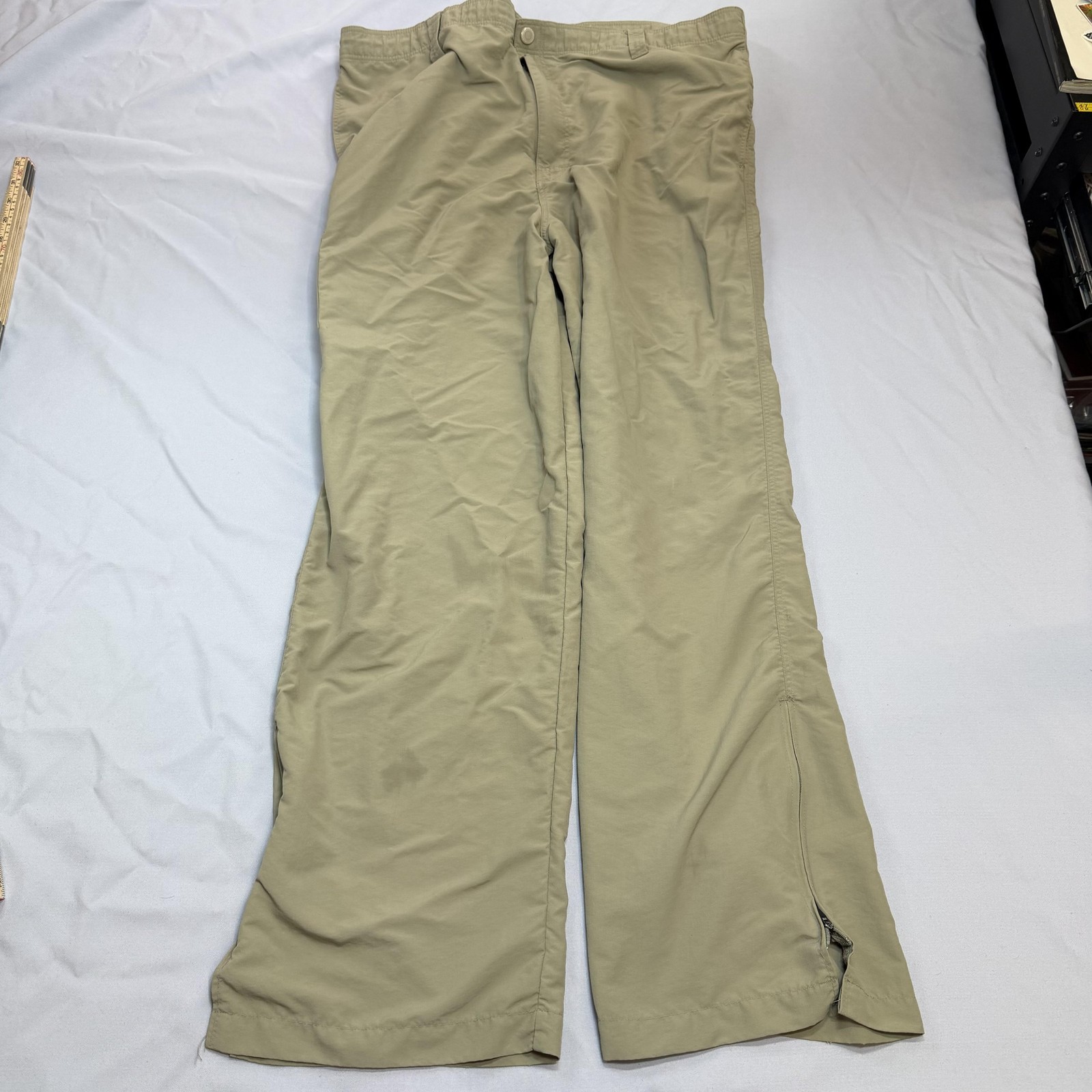 AFTCO Bluewater Rain Pants Mens Large Brown Nylon Water Resistant Ankle Zip