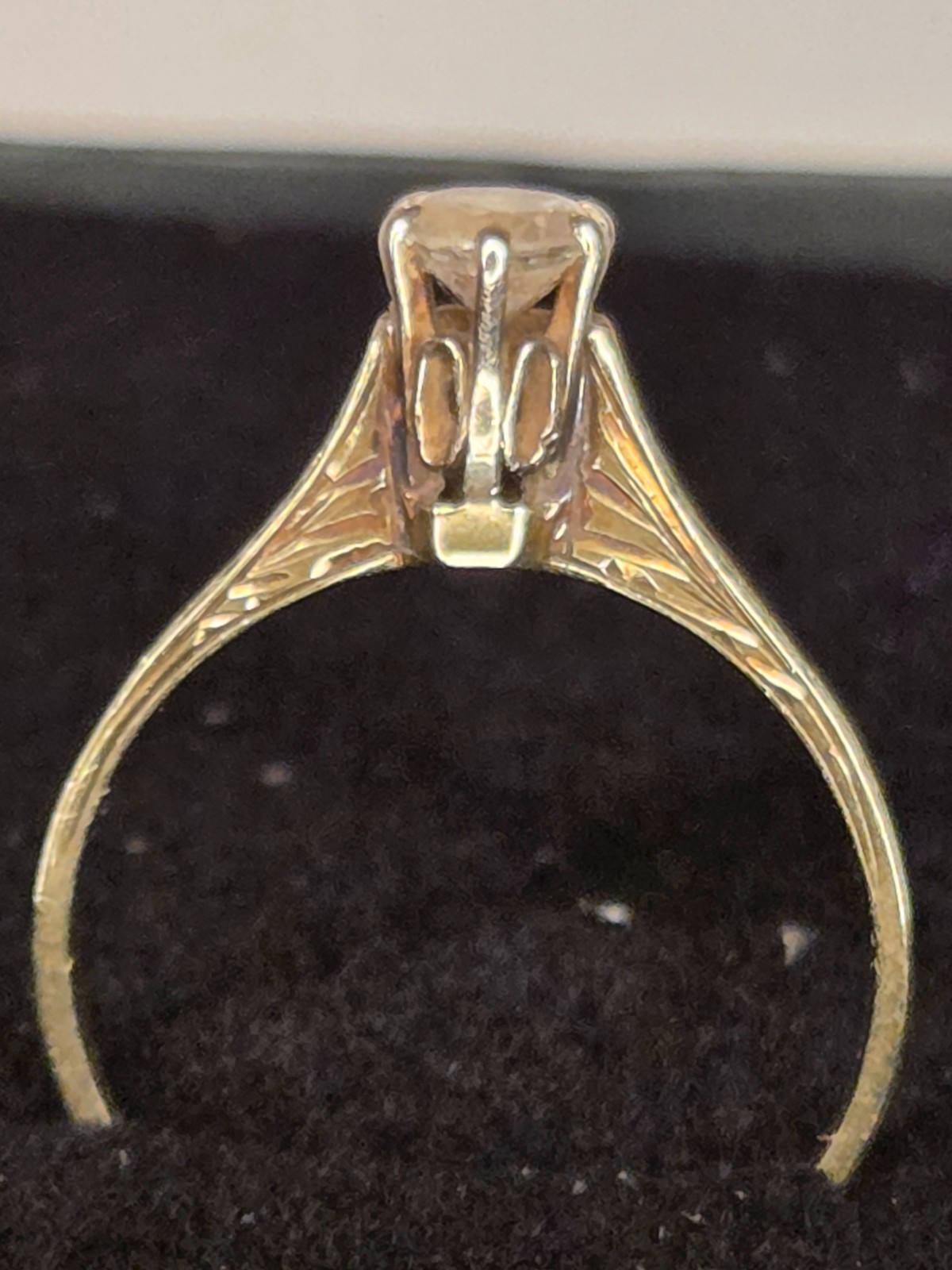 Vintage 1920s Art Deco 14K Yellow Gold Engagement Ring 0.35 CT Old European Cut