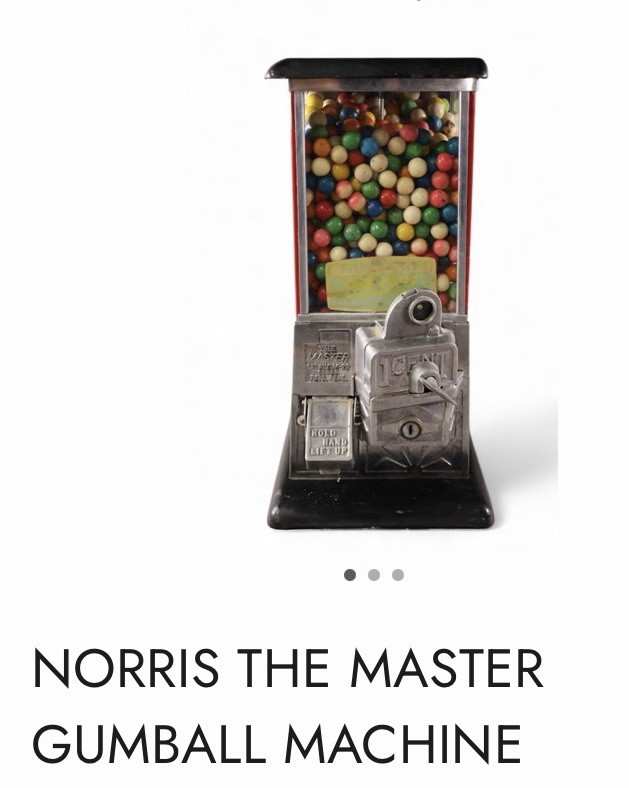 Vintage 1923 NORRIS MFG. ''MASTER'' COIN OP ONE CENT GUMBALL VENDOR Vintage 1923 NORRIS MFG. ''MASTER'' COIN OP ONE CENT GUMBALL VENDOR
