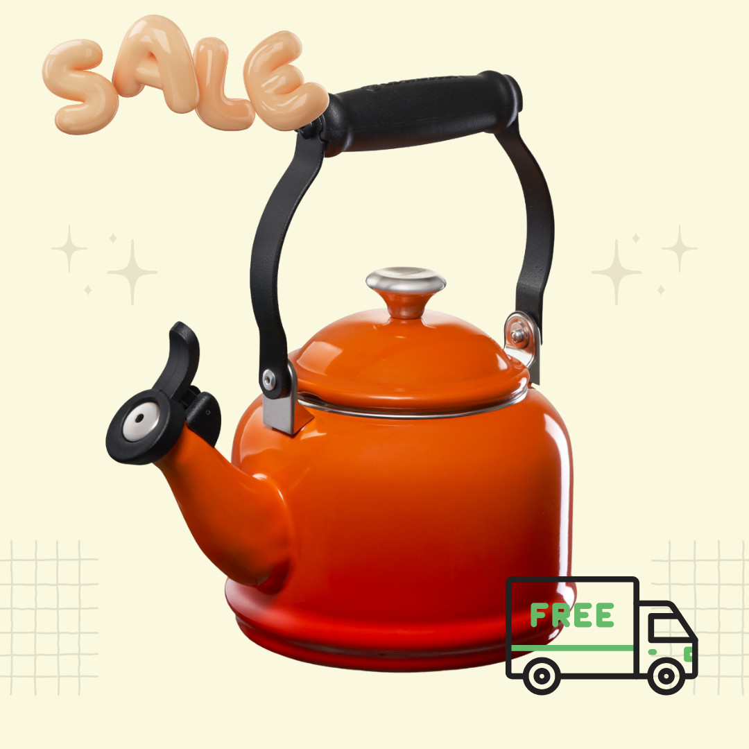 [FASH SALE] Le Creuset Classic Demi Tea Kettle Flame Orange Stovetop