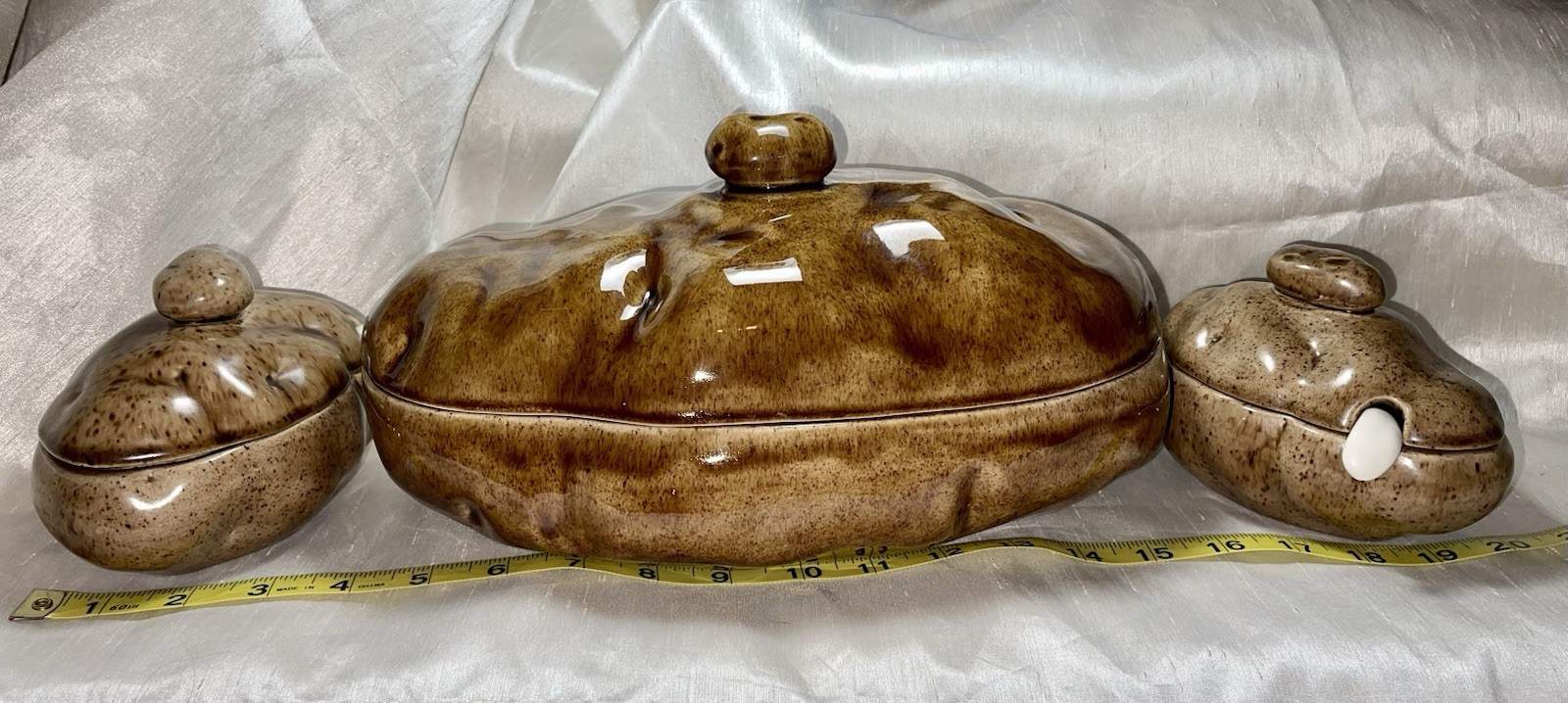 Vintage 1975 Atlantic Mold Ceramic Baked Potato Tureen Set Complete 8-Piece