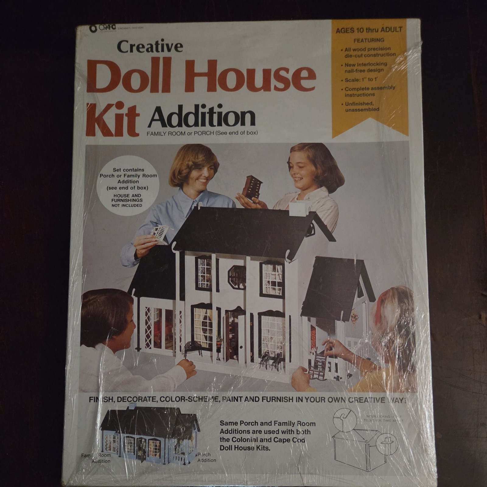 VINTAGE Crafo Doll House Addition Kit Porch #450 New Unfinished DIY VINTAGE Crafo Doll House Addition Kit Porch #450 New Unfinished DIY