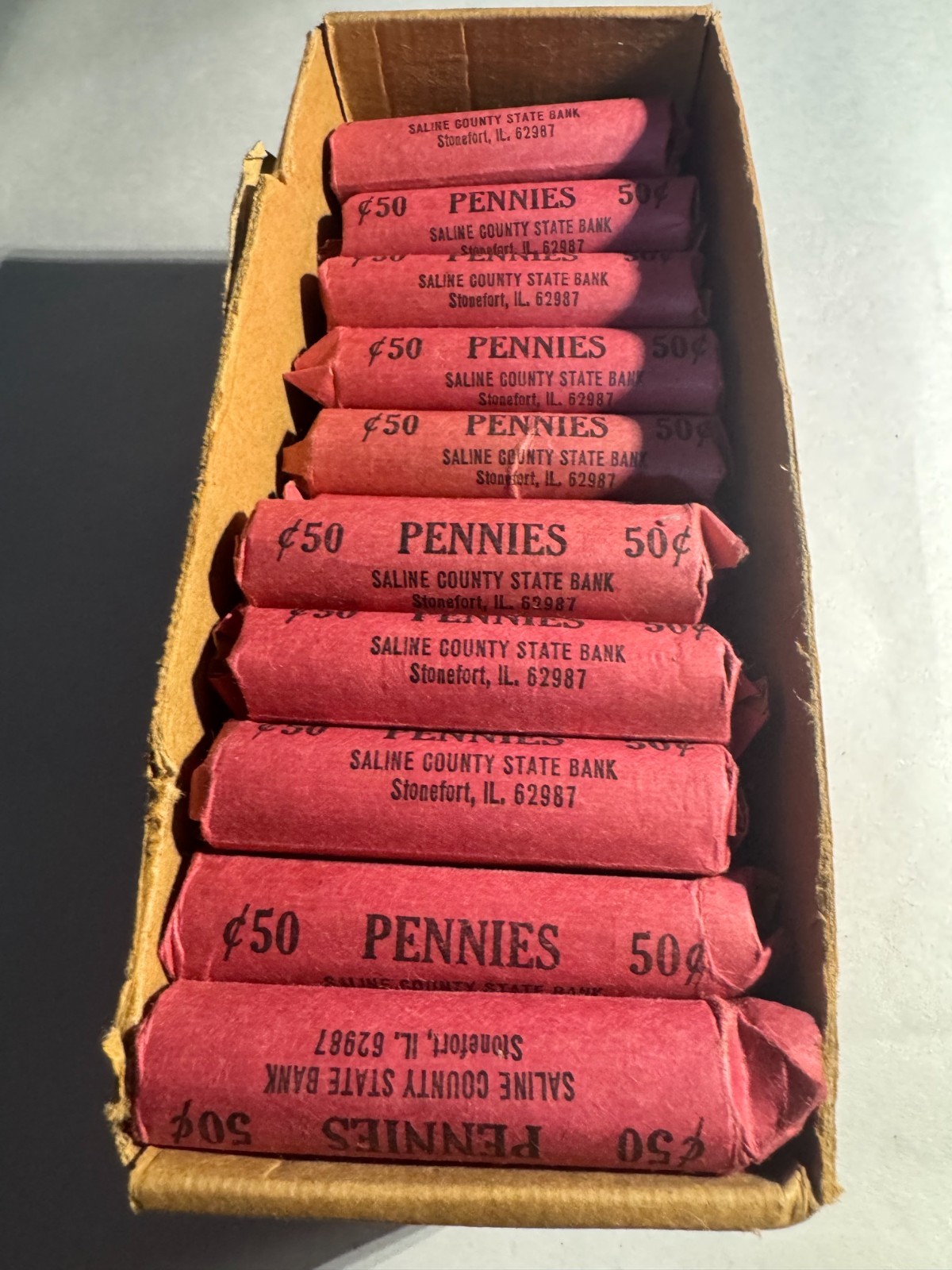 One Roll Vintage Saline County State Bank Circulated roll of Lincoln cents OLD One Roll Vintage Saline County State Bank Circulated roll of Lincoln cents OLD