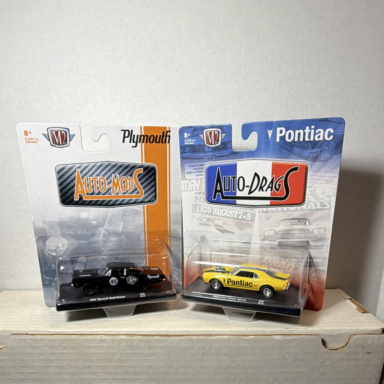 M2 Machines 1:64 Diecast Lot 1969 Road Runner 1968 Firebird 400 H.O. Chase M2 Machines 1:64 Diecast Lot 1969 Road Runner 1968 Firebird 400 H.O. Chase