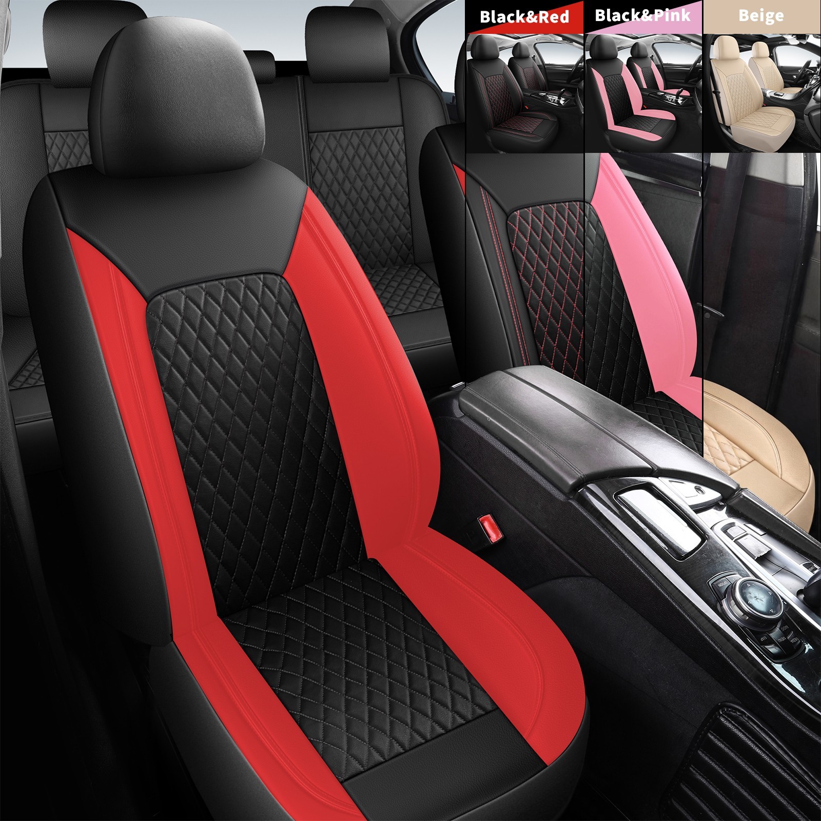 AXLCORE Waterproof Leather Car Seat Covers 5-Seat Front Rear Full Set Protectors AXLCORE Waterproof Leather Car Seat Covers 5-Seat Front Rear Full Set Protectors
