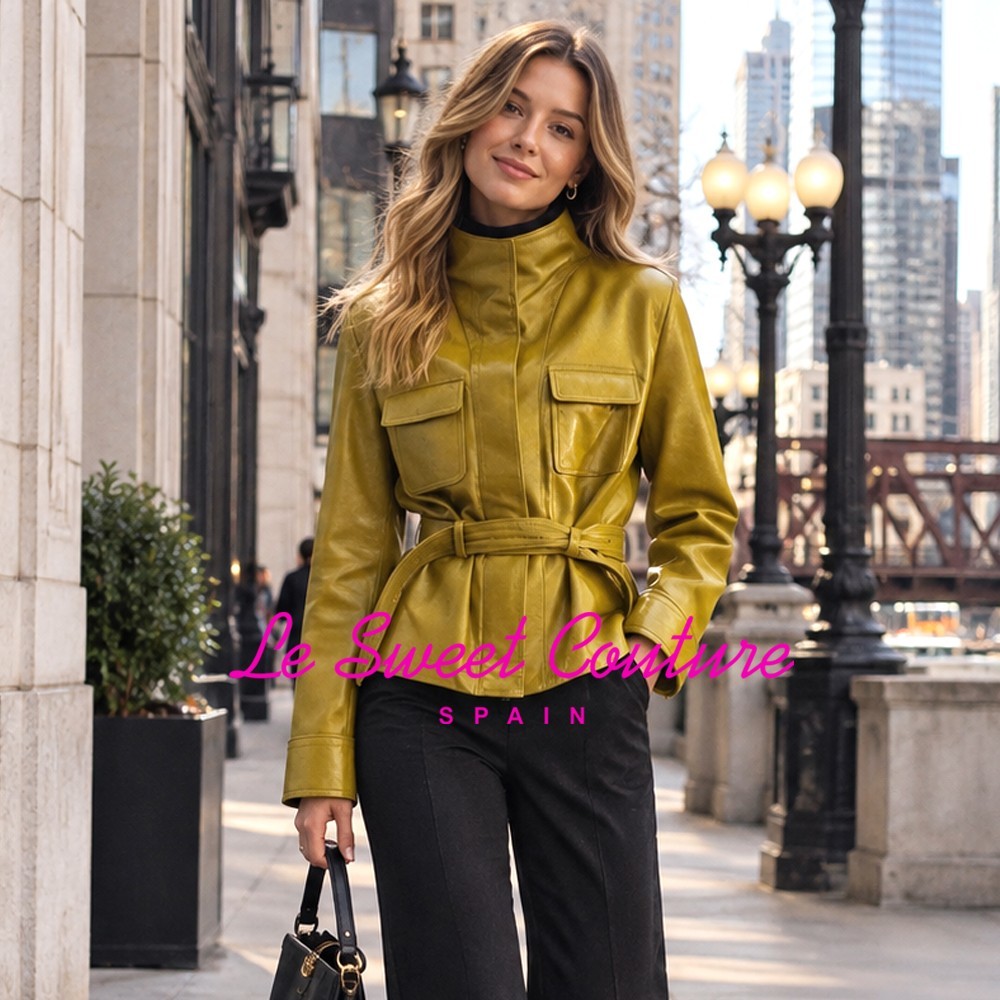 ZARA WOMAN FW26 GREEN-DRY ZW COLLECTION LEATHER BELTED JACKET 3322/244/592 ZARA WOMAN FW26 GREEN-DRY ZW COLLECTION LEATHER BELTED JACKET 3322/244/592