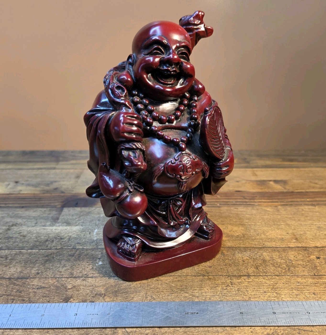 Vintage 1960s Chinese Lacquer & Gilt Buddha • 7lbs, 10\
