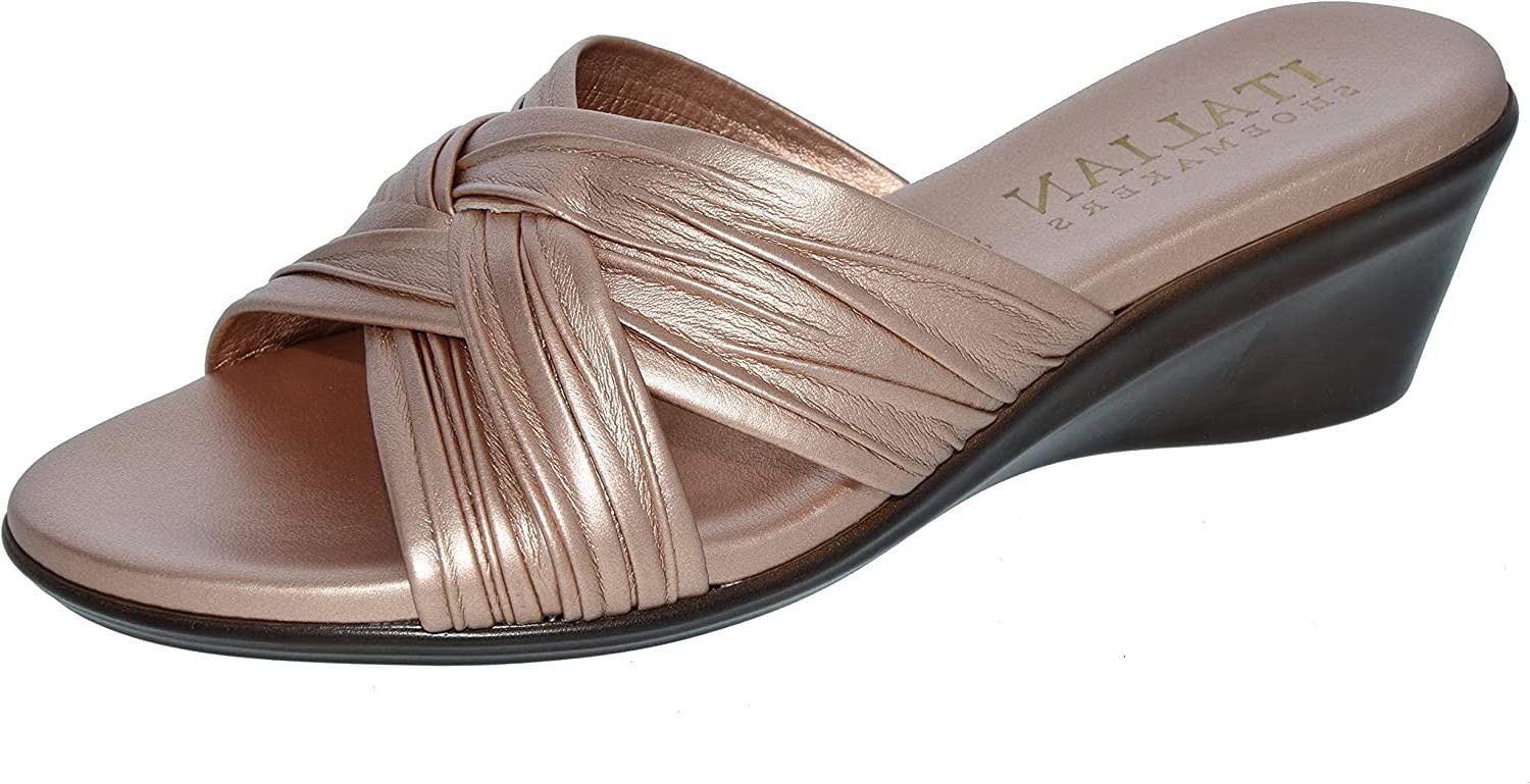 ITALIAN Shoemakers Women\'s Saylor Wedge Sandal (Rose Gold, 6) ITALIAN Shoemakers Women\'s Saylor Wedge Sandal (Rose Gold, 6)