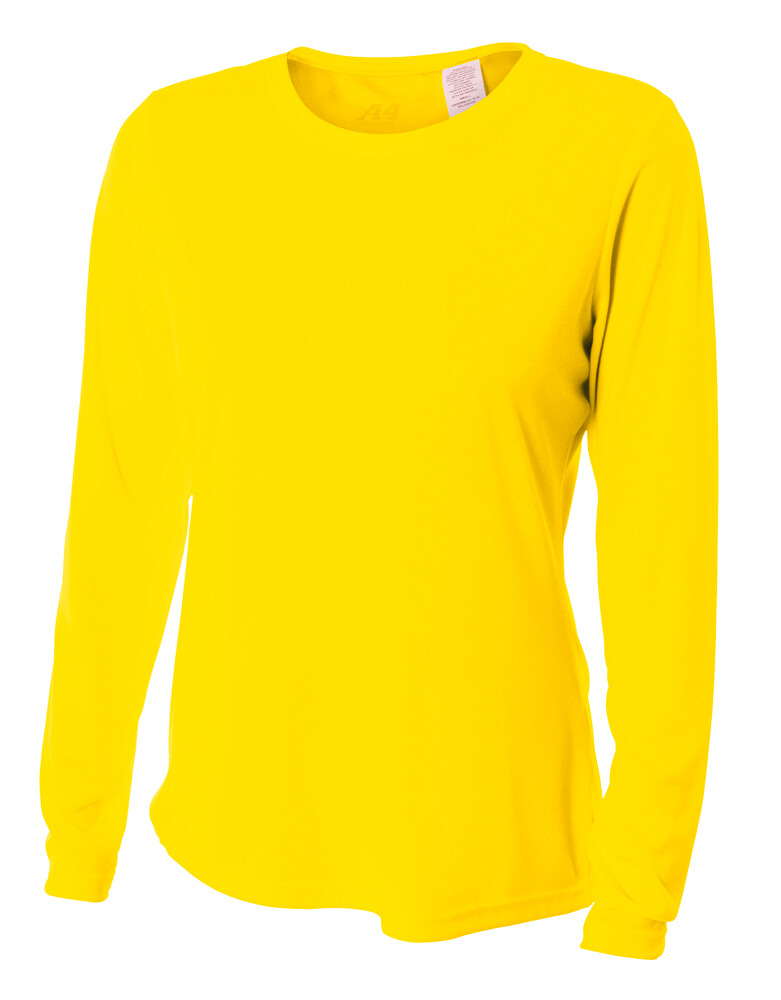 A4 Womens Long Sleeve Moisture Wicking Cooling Performance T-Shirt - NW3002