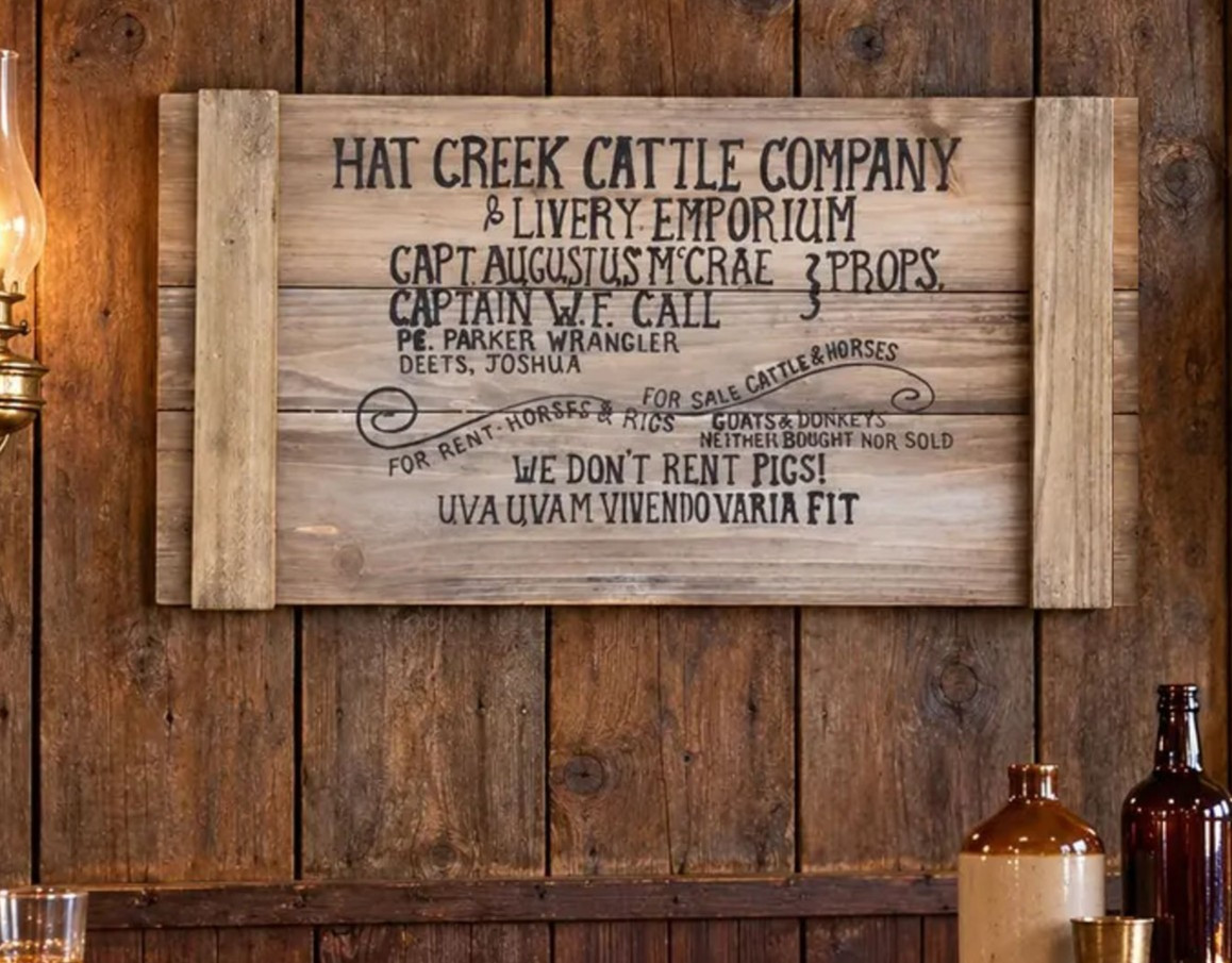 Lonesome Dove Hat Creek Cattle Sign All Barnwood up to 18 x 34 Inches Lonesome Dove Hat Creek Cattle Sign All Barnwood up to 18 x 34 Inches