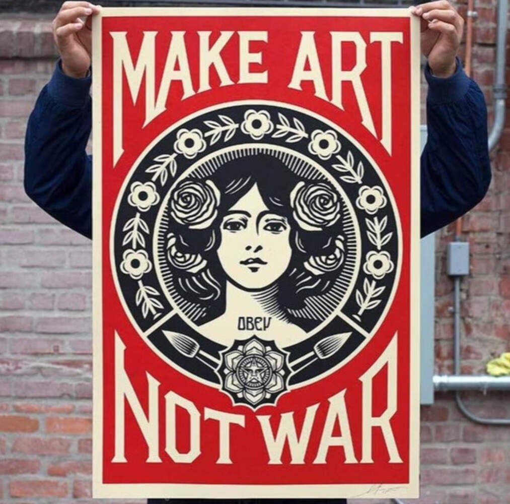 Shepard Fairey OBEY Make Art Not War 24x36 Signed Offset Lithograph Print