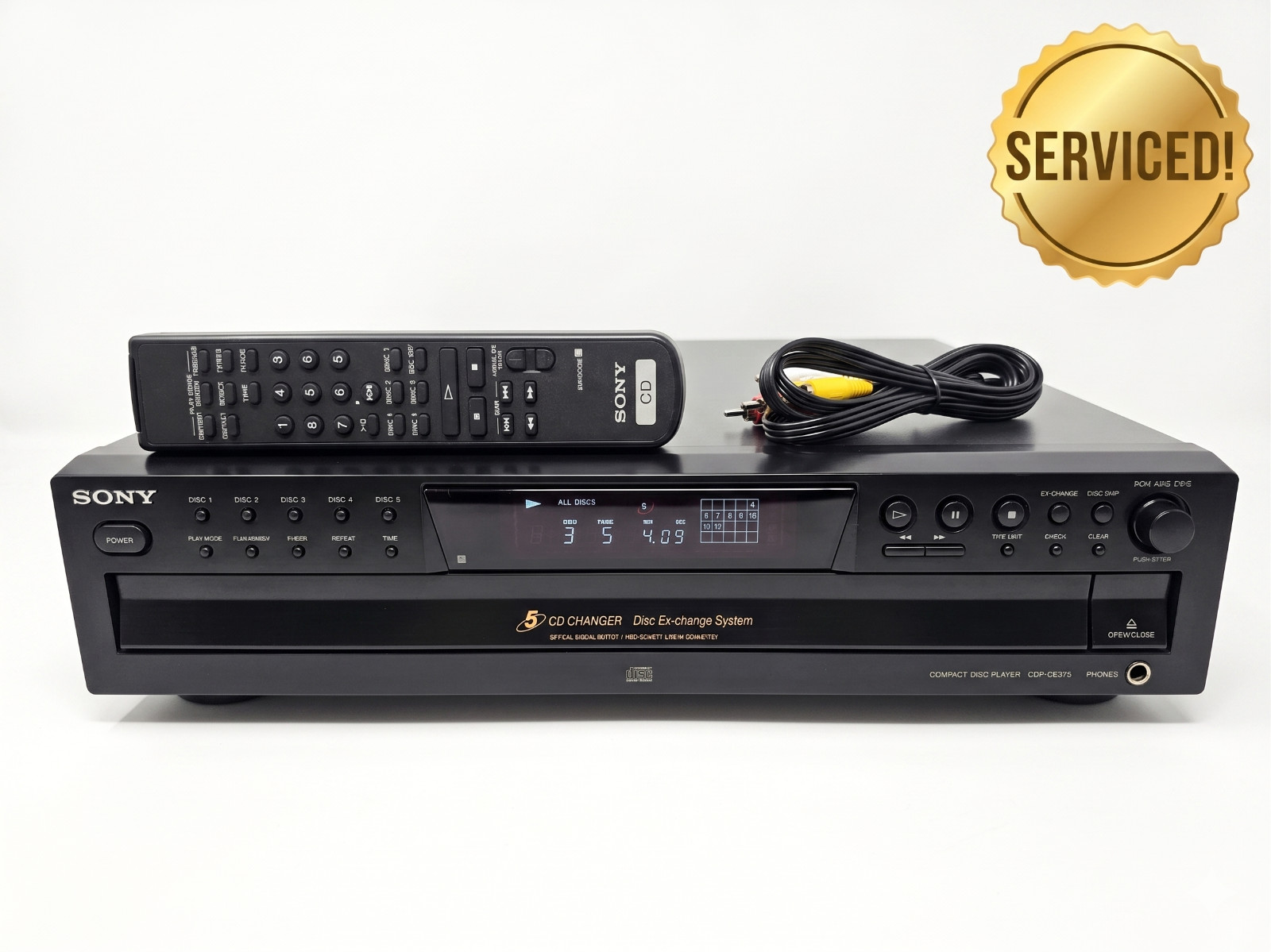 *SERVICED* NEW BELTS Sony CDP-CE375 5-Disc CD Changer Optical Remote Fast Ship