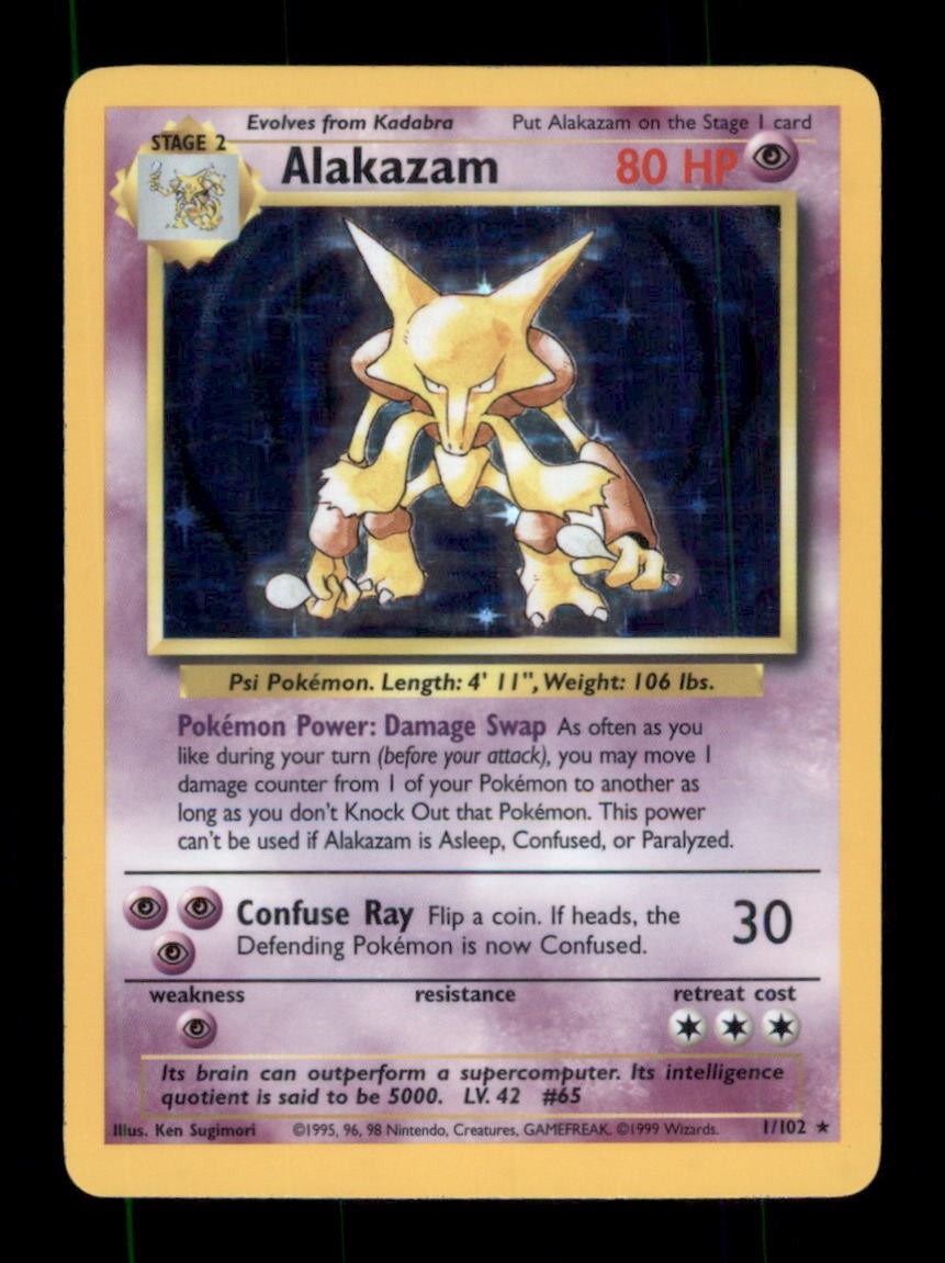 Alakazam Holo Rare Base Set 001/102 LP Alakazam Holo Rare Base Set 001/102 LP