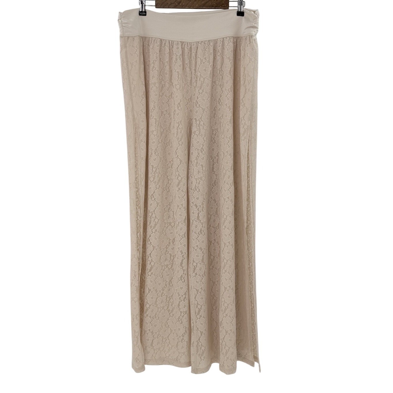 NWT OFFLINE by Aerie Real Good Lace Wide Leg Pants Sand Beige XXL Boho Wedding
