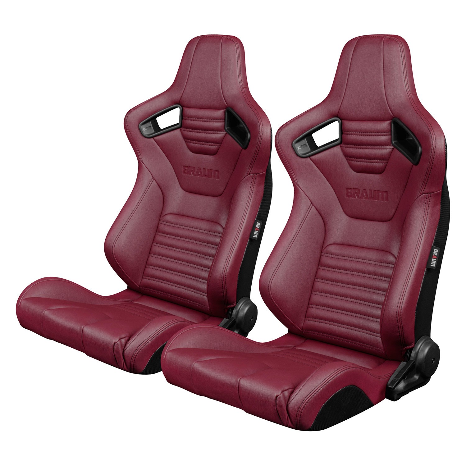 Braum Elite-X Series Maroon Leatherette Racing Seats w Black Stitching