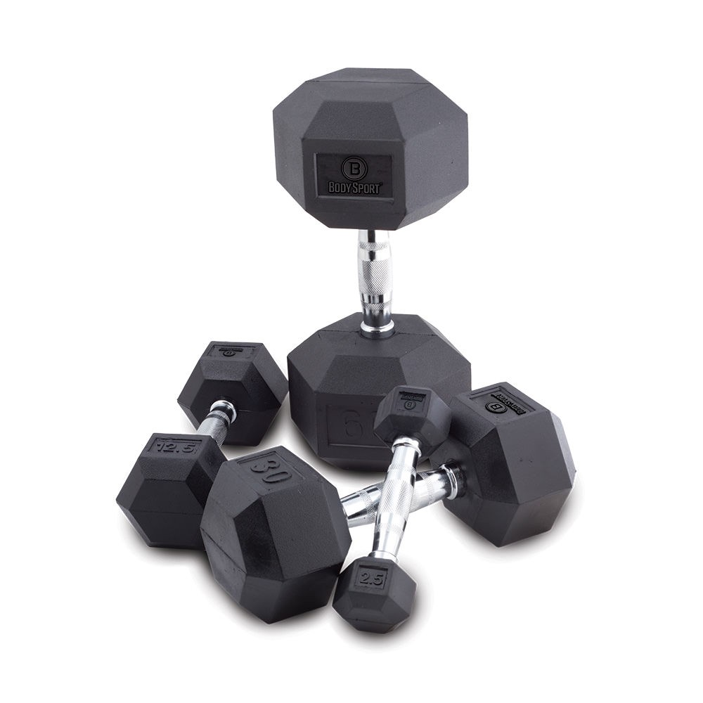 BODY SPORT RUBBER ENCASED HEX DUMBBELL, 30 LBS. BODY SPORT RUBBER ENCASED HEX DUMBBELL, 30 LBS.