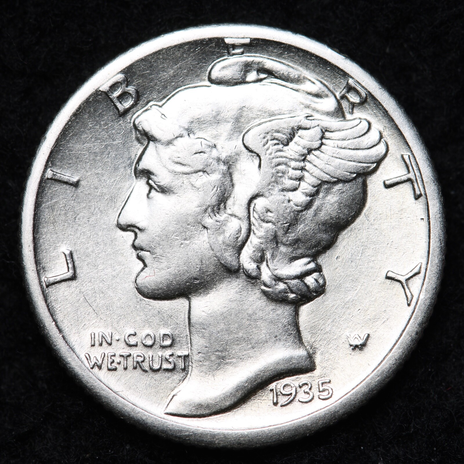 1935-S Mercury Silver Dime AU  