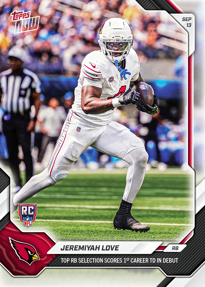 2026 Topps Now NFL #15 Jeremiyah Love RC Arizona Cardinals 1st NFL TD PRESALE 2026 Topps Now NFL #15 Jeremiyah Love RC Arizona Cardinals 1st NFL TD PRESALE