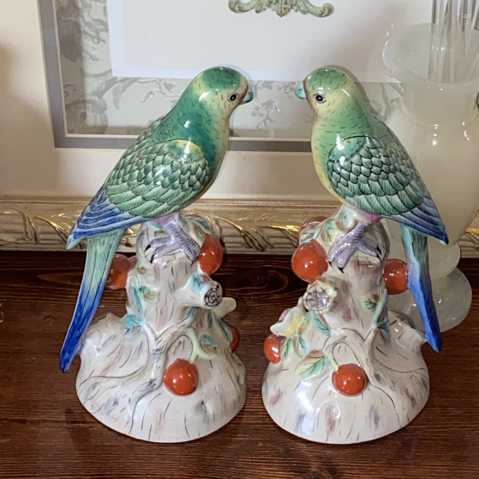 Vintage Andrea Sadek MCM Majolica Parrot Figurines Matched Pair Vintage Andrea Sadek MCM Majolica Parrot Figurines Matched Pair