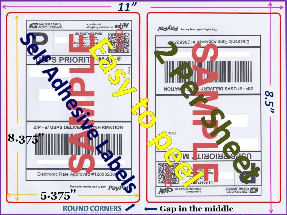 500 Premium Rounded Corner Shipping Labels 2 Per Sheet-8.5 x 11-Self Adhesive 