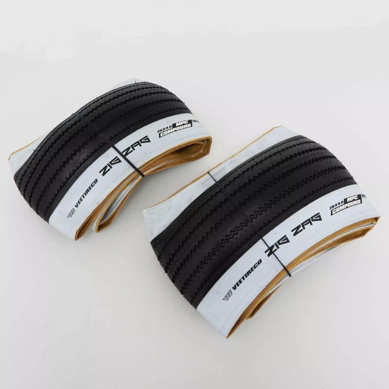 1 or 2 Vee Rubber 26x4.0 Zig Zag Tubeless Ready TLR White Wall Fat E-Bike Tire