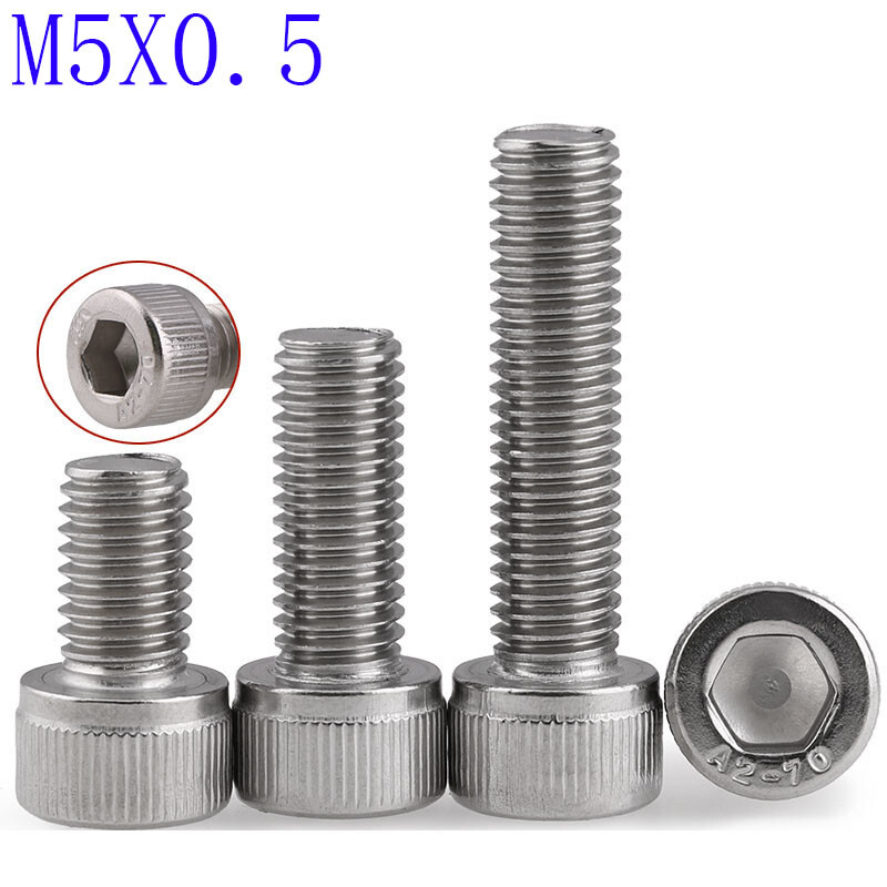 M5 - 0.5 Fine Thread 304 Stainless Steel Socket Head Caps Screws Metric DIN912 M5 - 0.5 Fine Thread 304 Stainless Steel Socket Head Caps Screws Metric DIN912