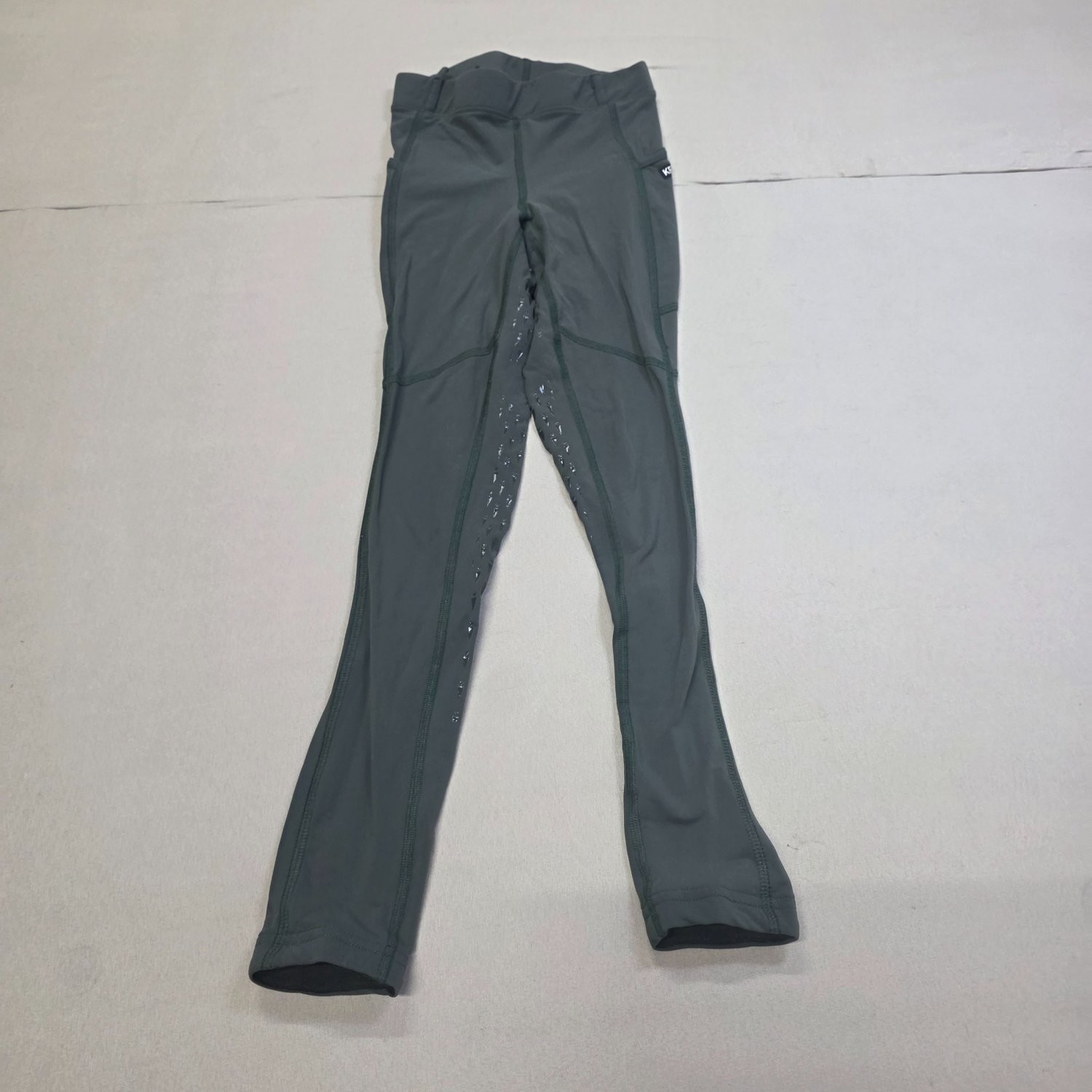 Kerrits Girls Equestrian Riding Tights Full Seat Grip Green Pockets M Stretch